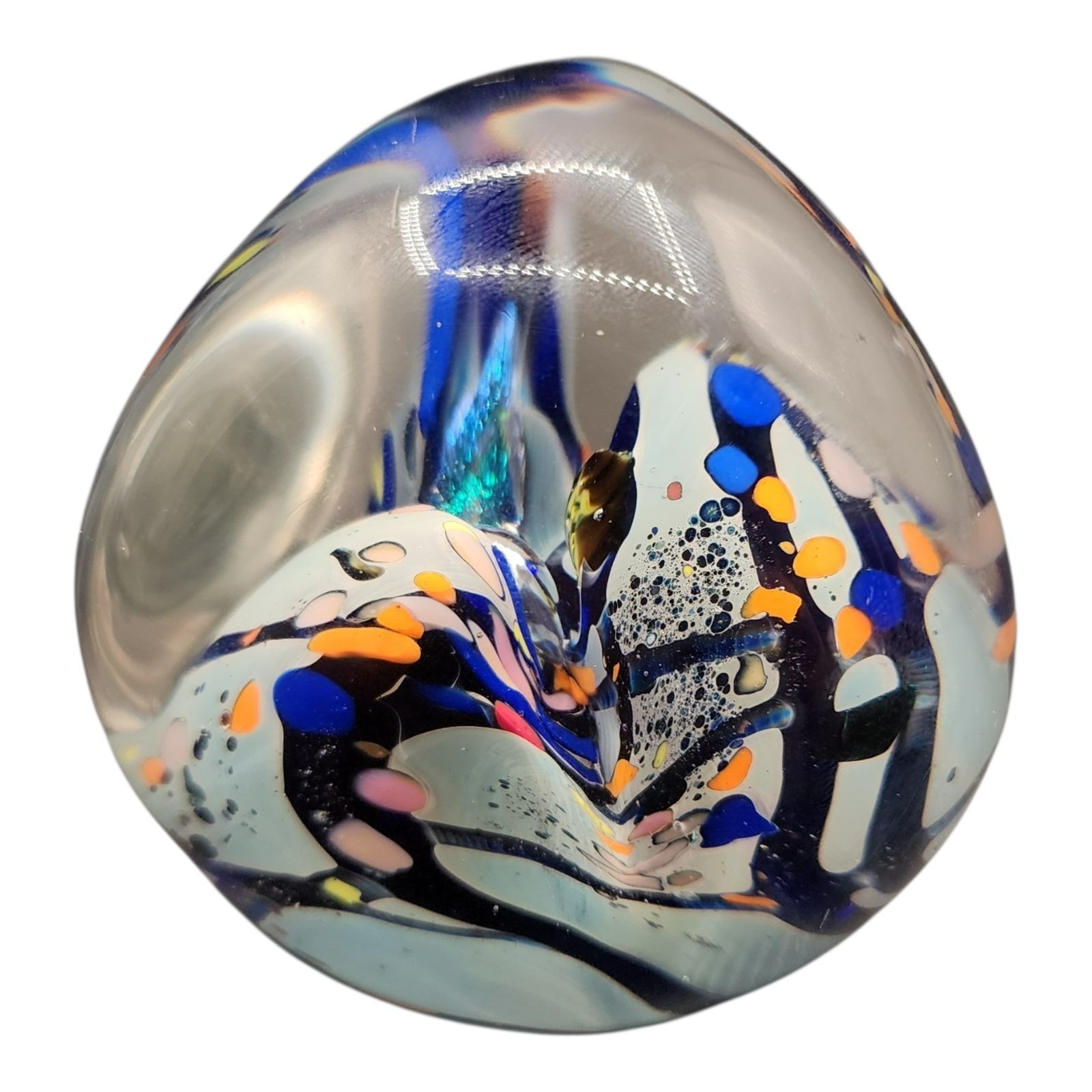 Rolling Karg Dichroic Freeform Paperweight 1#8oz Handblown Glass Signed READ