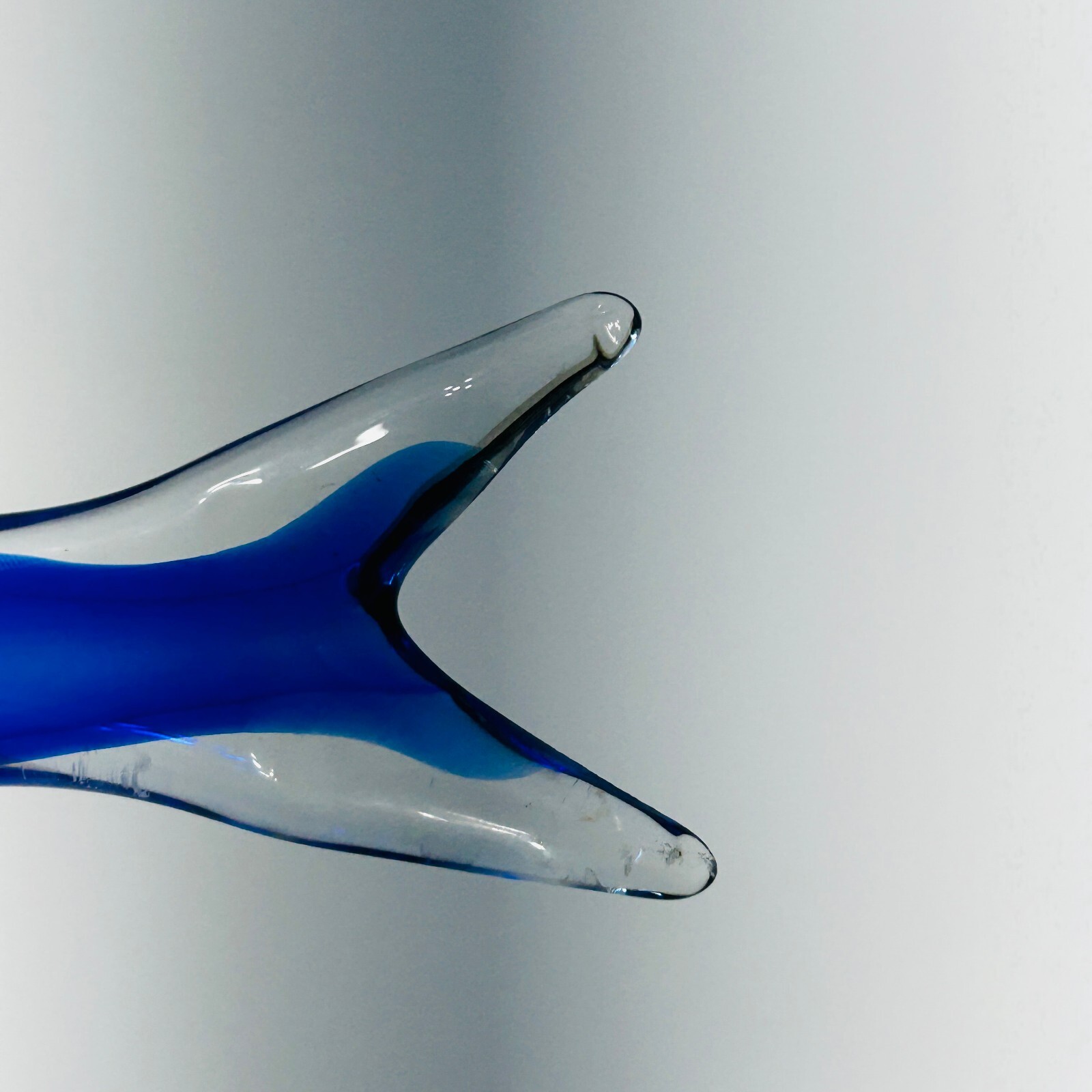 Dolphin Blown Glass Paperweight Art Decor Free Standing Ocean Blue 7.5″x3.5″ Sea