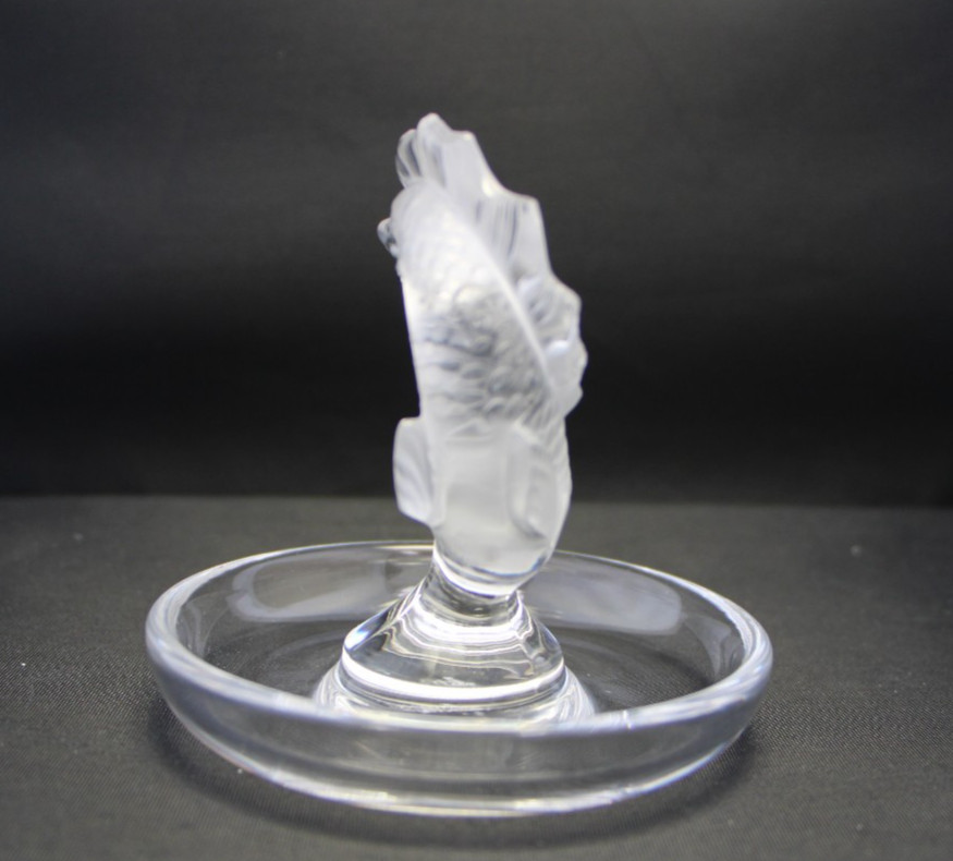 Lalique France 3.5″ Frosted Crystal Jumping Koi Fish Signed