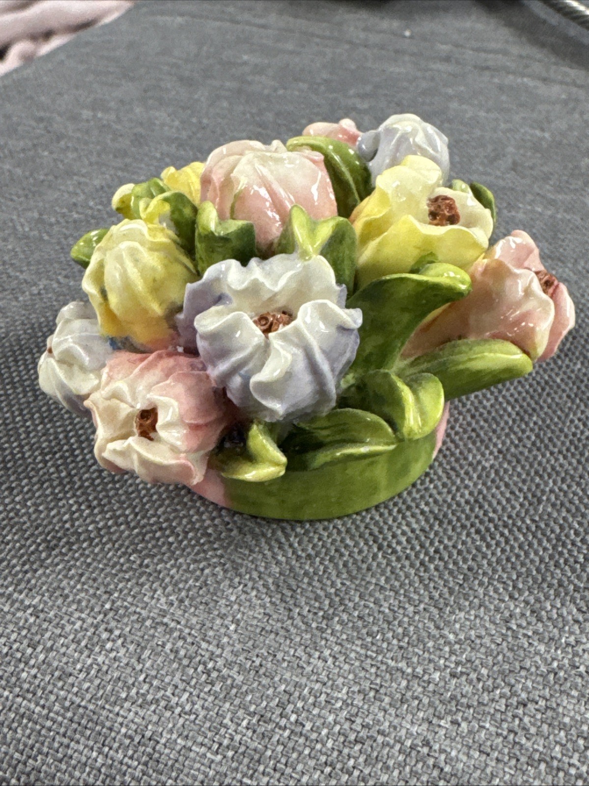 Vintage Porcelain Colorful Flower Posies Bouquet
