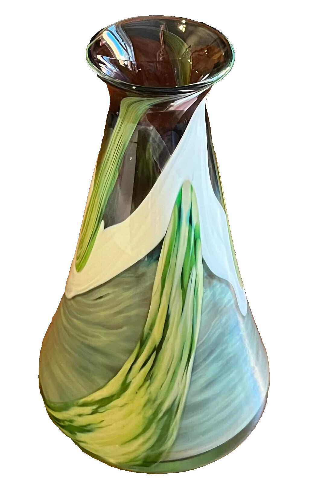 Barry Bredemeier Signed Art Glass Vase Hand Blown at Glass Lake Studios in 1988