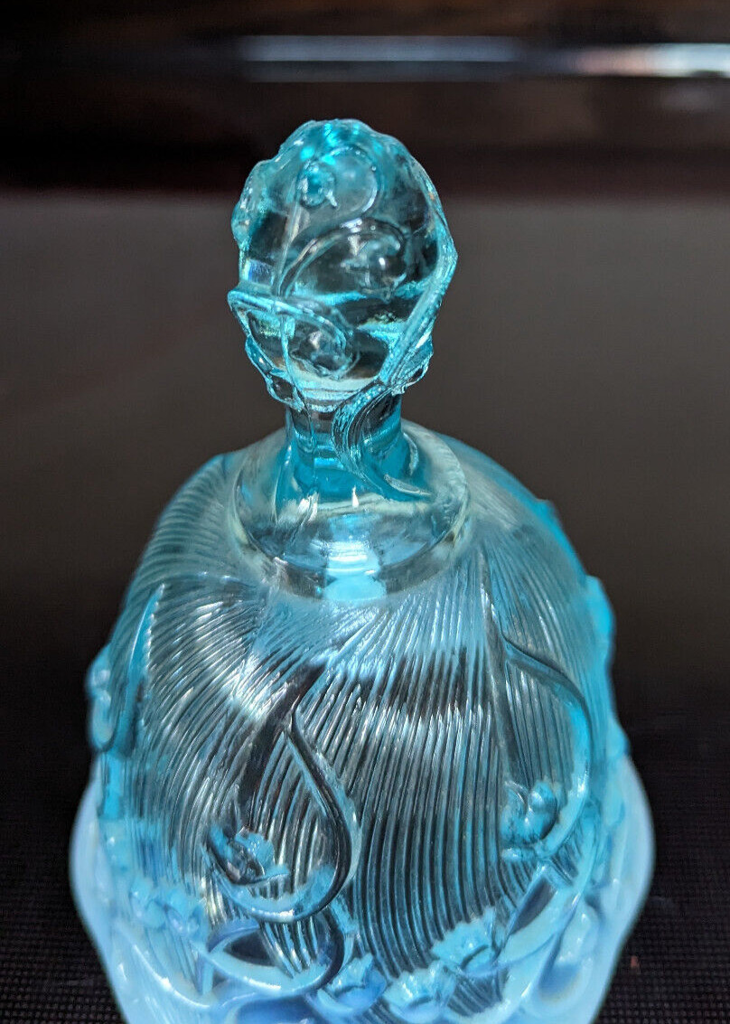 Vintage Fenton Glass Lily of the Valley Bell Blue Opalescent 5 1/2″ Antique EUC