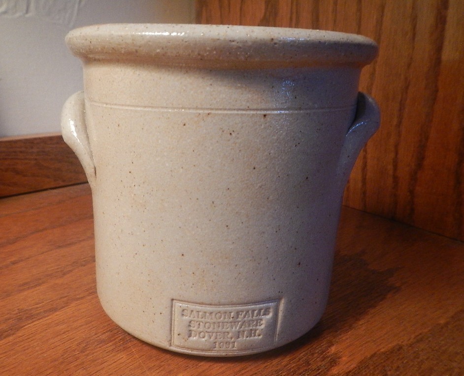 Salmon Falls Pottery Rocking Horse Salt Glazed Crock ~ 4.5″ Tall ~ 1991