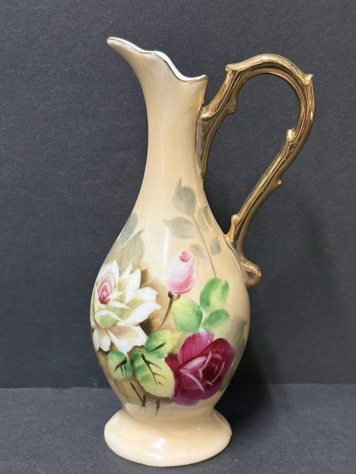 Lefton Japan Vintage 1950’s Hand Painted Pitcher Vase 5 1/2 Inches Tall