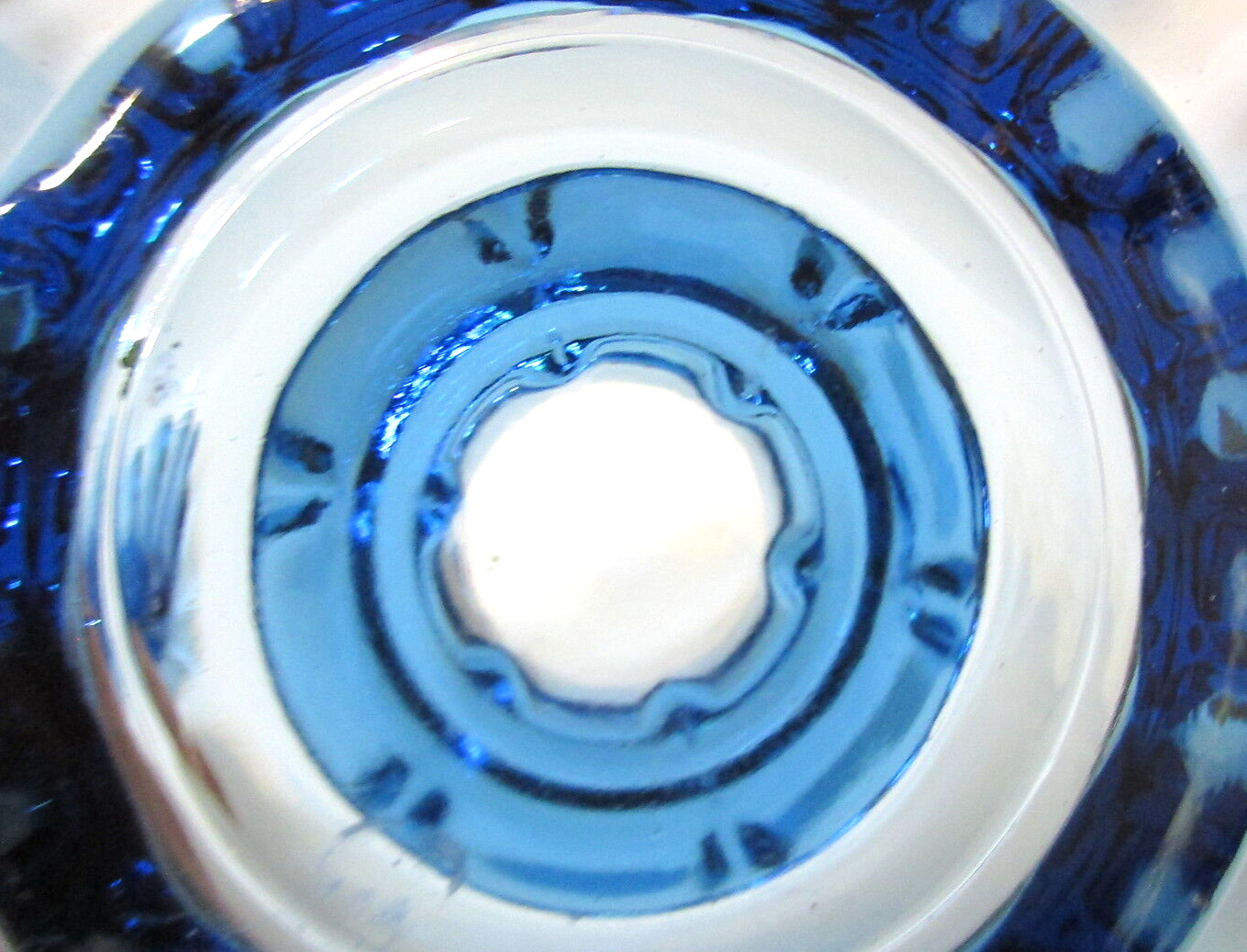 Vintage Federal Glass Candle Holders PAIR Celestial Ribbed Blue 5 3/8″ D