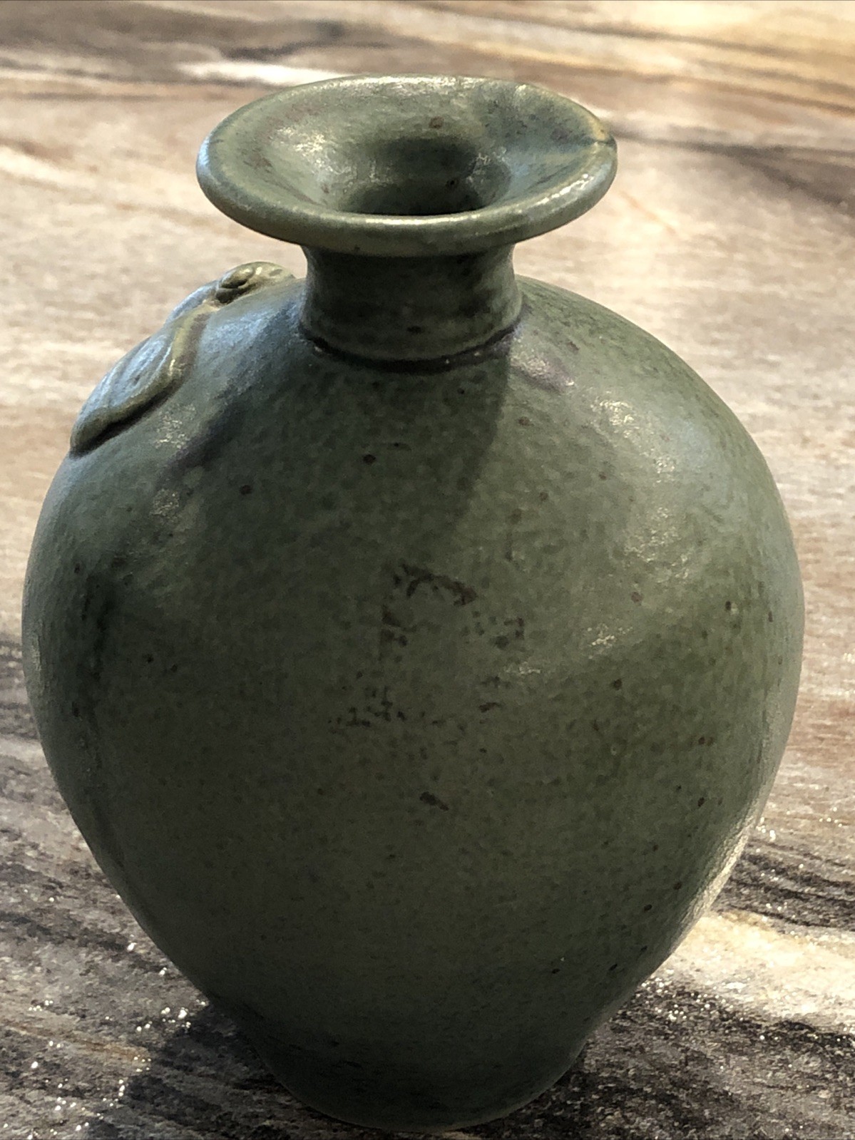 Indonesian Art Pottery Green Dragonfly Vase No Cracks No Chips No Issues
