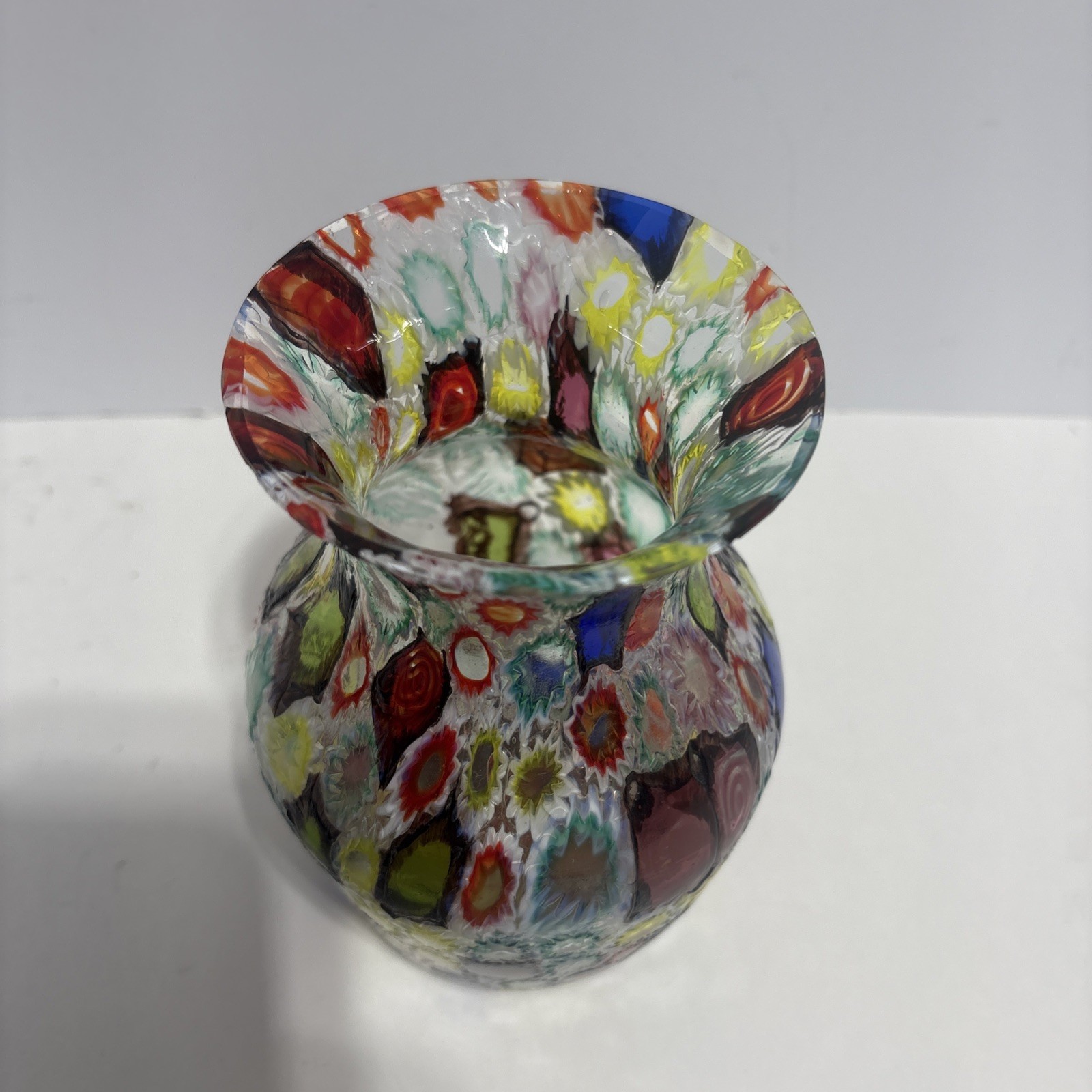 Fratelli Toso Murano Millefiori Flower Star Opal Mosaic Italian Art Glass 6.5″