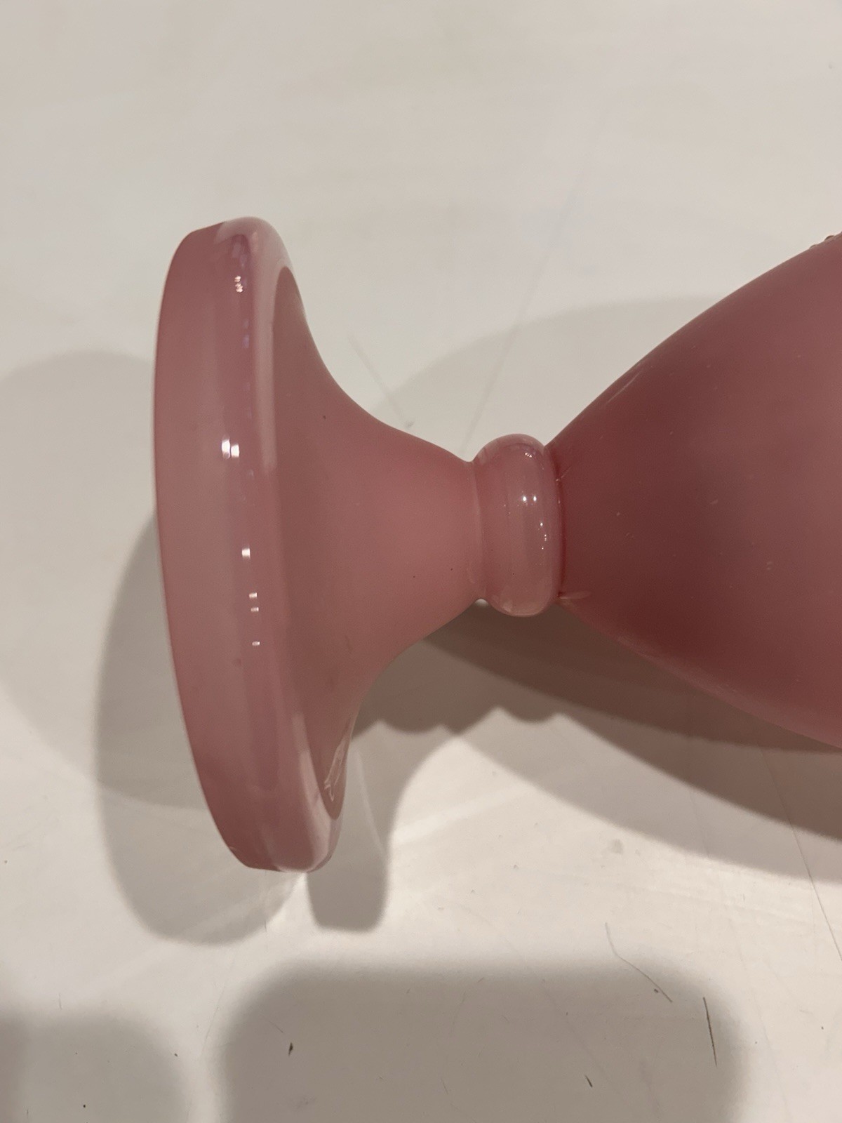 Antique Opaline Pink Glass Vase Satin Victorian French 13” Gold Gilt Enamel