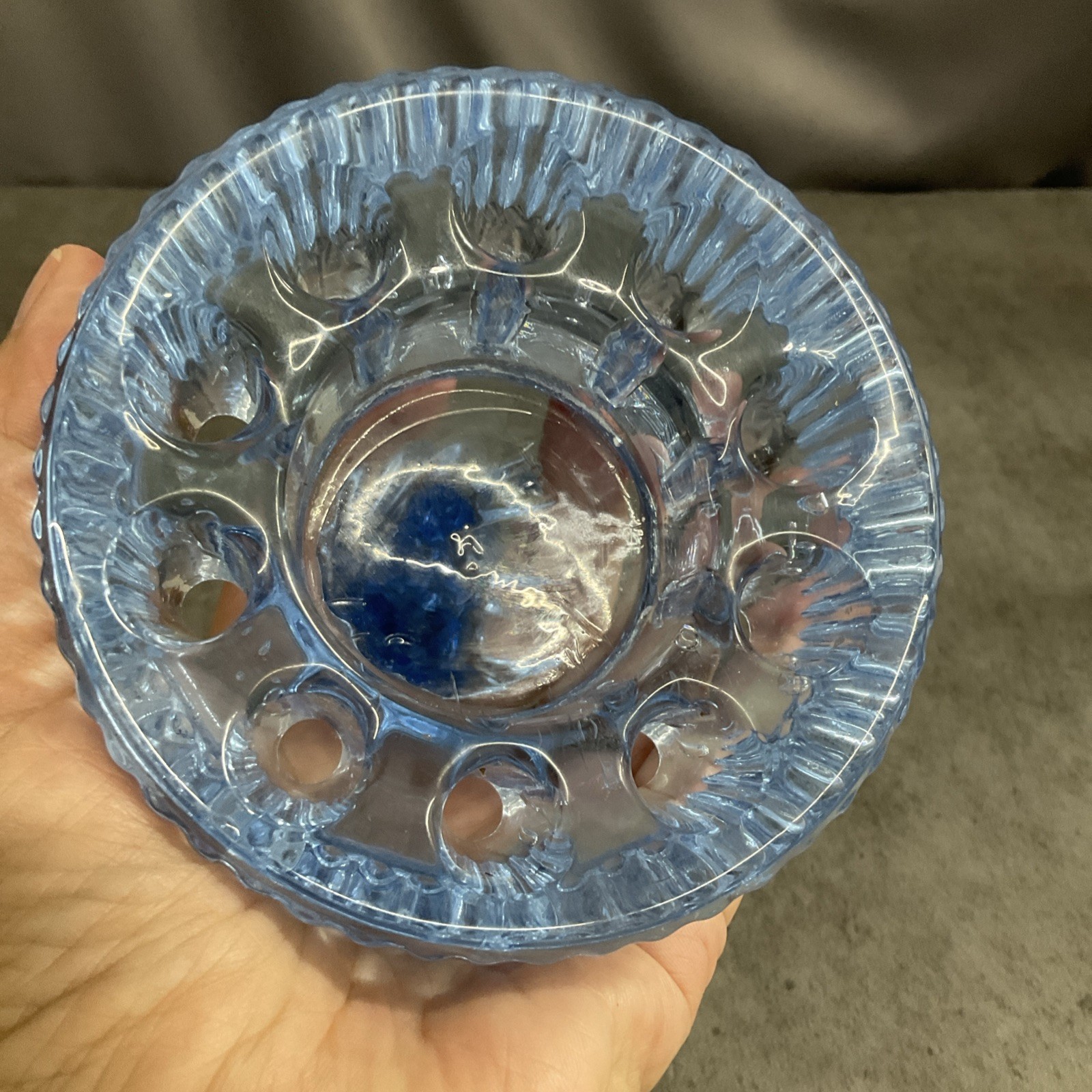 Imperial Glass Draped Lady Flower Frog Light Blue
