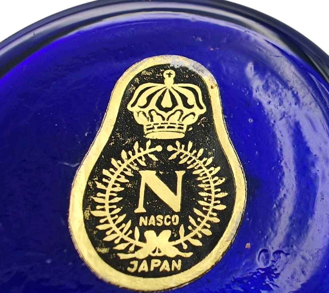 Antique Nasco Cobalt Blue Vase Floral Hand Painted