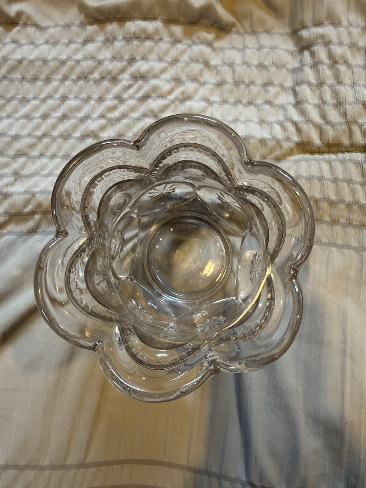 Adams & Company Palace Moon & Stars Clear Glass Celery Vase EAPG Vintage Antique