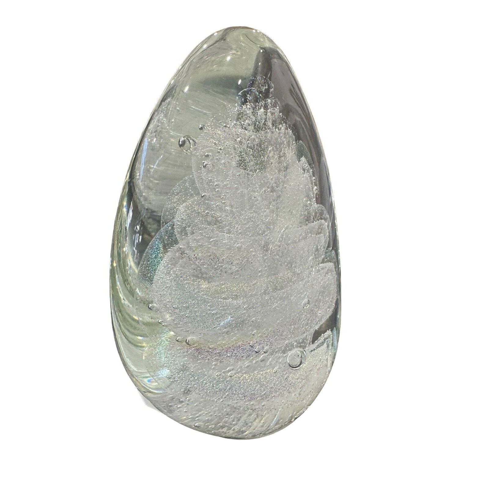 NEW Alabaster Small Paddle Crystal Dichroic Art Glass Paperweight S. Garrelts