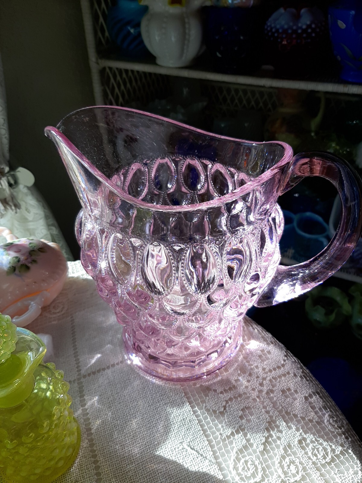 Vintage Mosser Passion Pink Pitcher! ELIZABETH design SPARKLING, GORGEOUS! RARE!