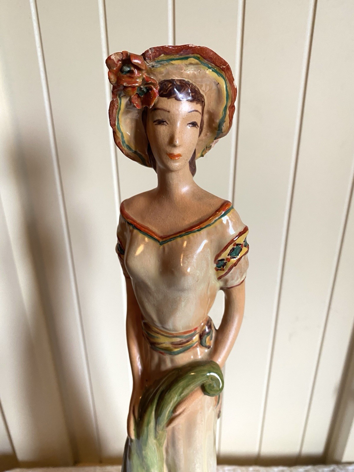 VTG JOY THOMPSON Autumn Harvest Lady Fruit California Pottery Signed 1940s RARE!