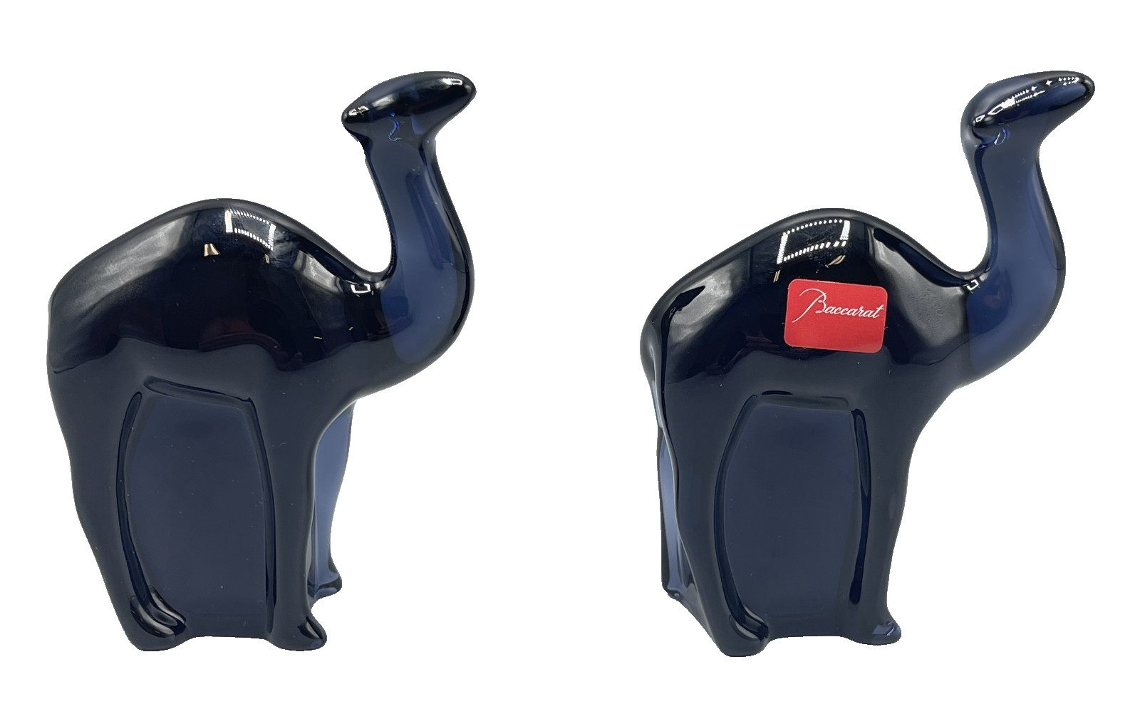 Baccarat Crystal Noah’s Ark Dromedary “PAIR OF MIDNIGHT BLUE CAMELS” w/Orig. Box