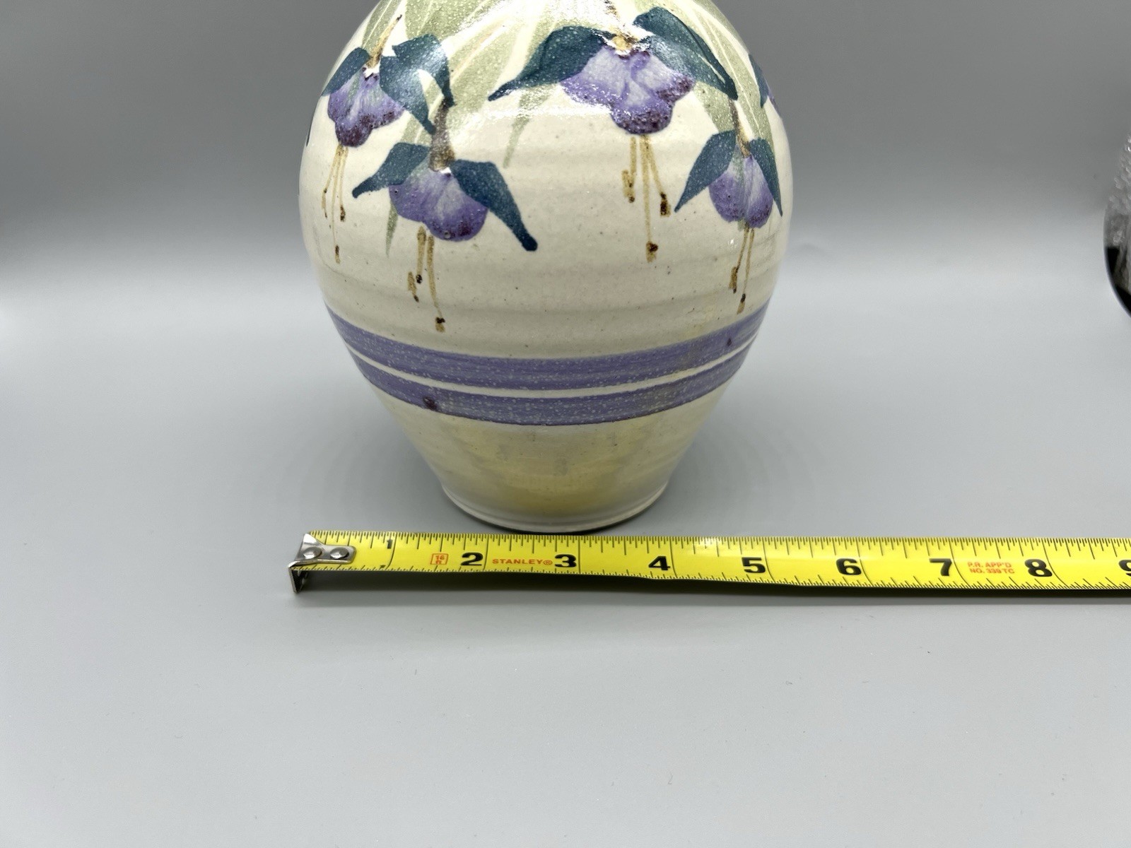 Exquisite Signed Studio Pottery Hand Painted and Glazed 7.25” Fushia Vase