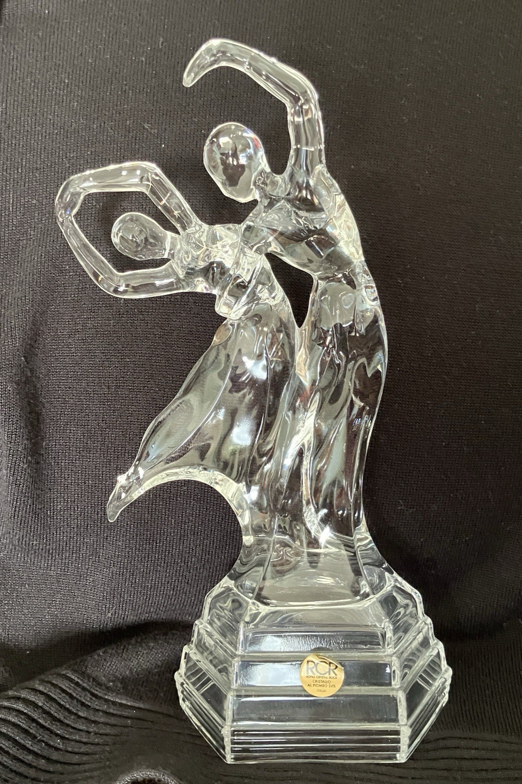 Made in Italy RCR Ballet Man & Woman 24% Lead Crystal Figurine 10 1/2 inches