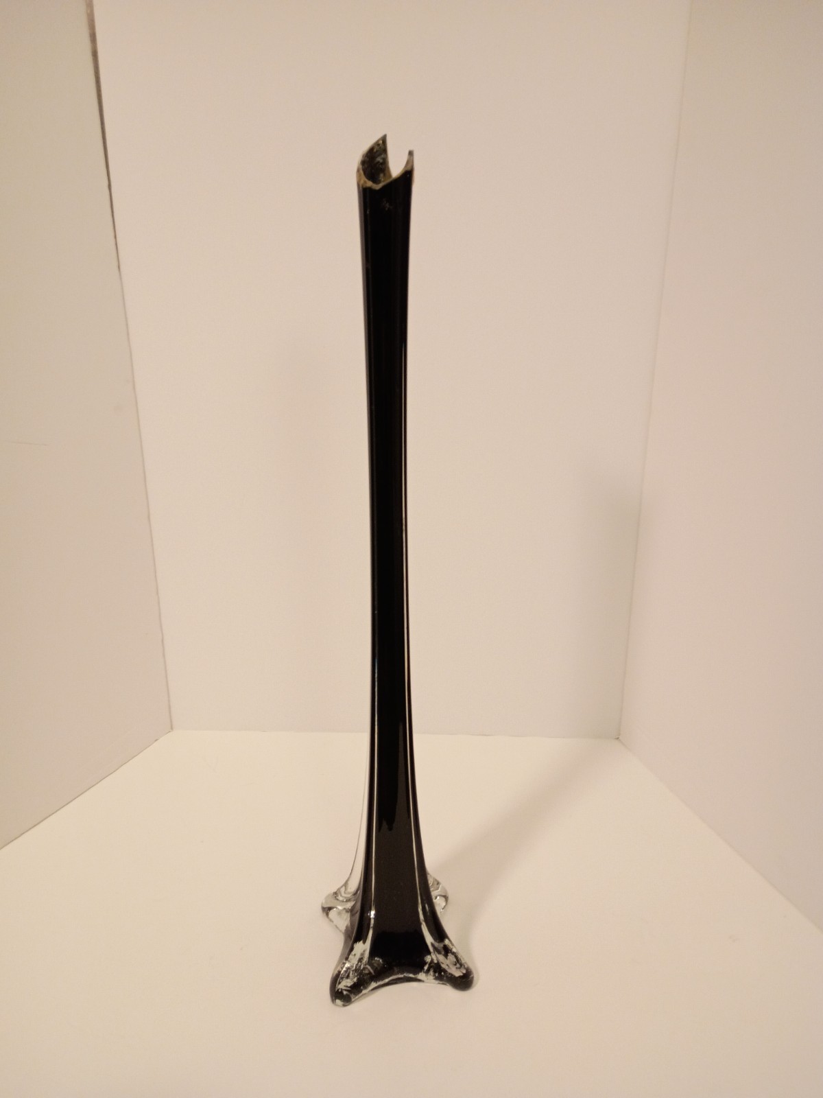 Vintage AAC Tall Thin Black Art Glass Stretch Vase 22.5″ See Photos