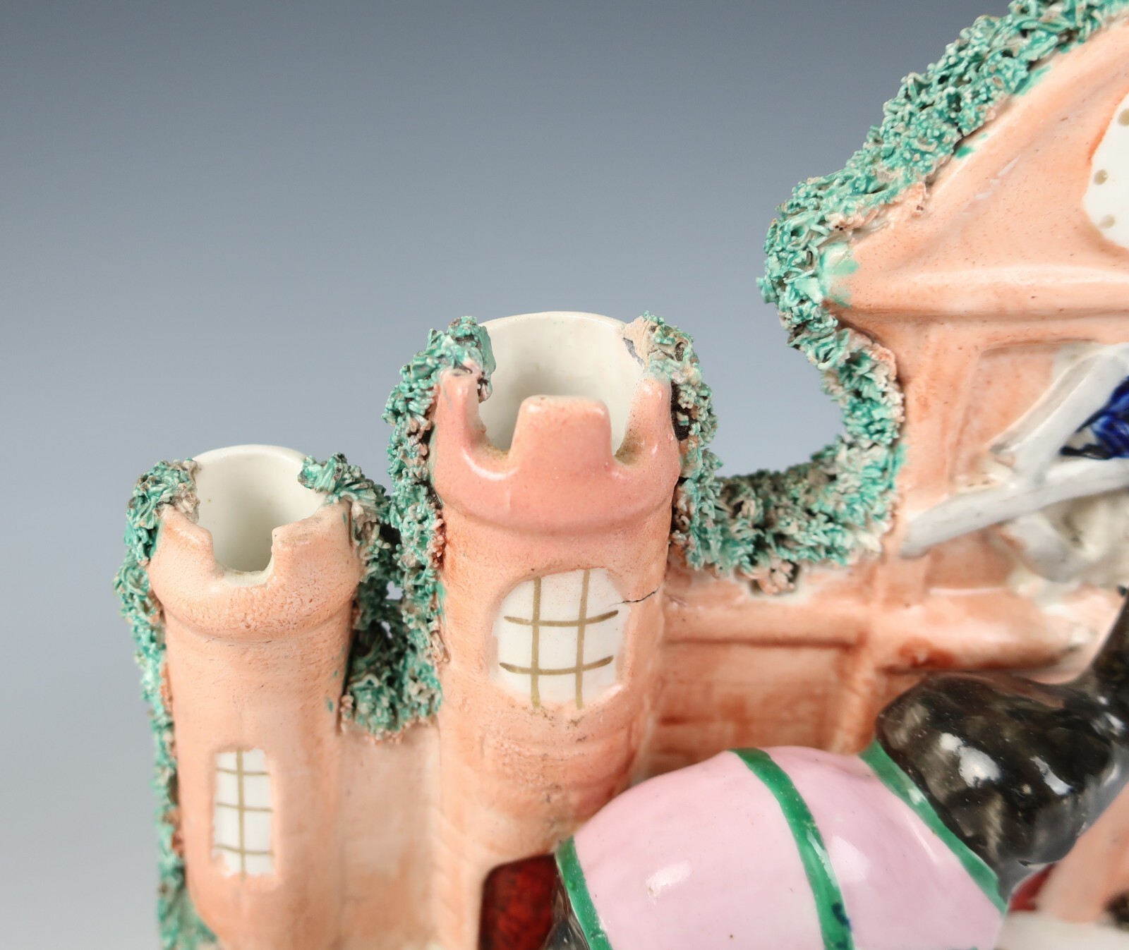c. 1850 Staffordshire ELEPHANT OF SIAM Figure Group Antique Pottery Figurine