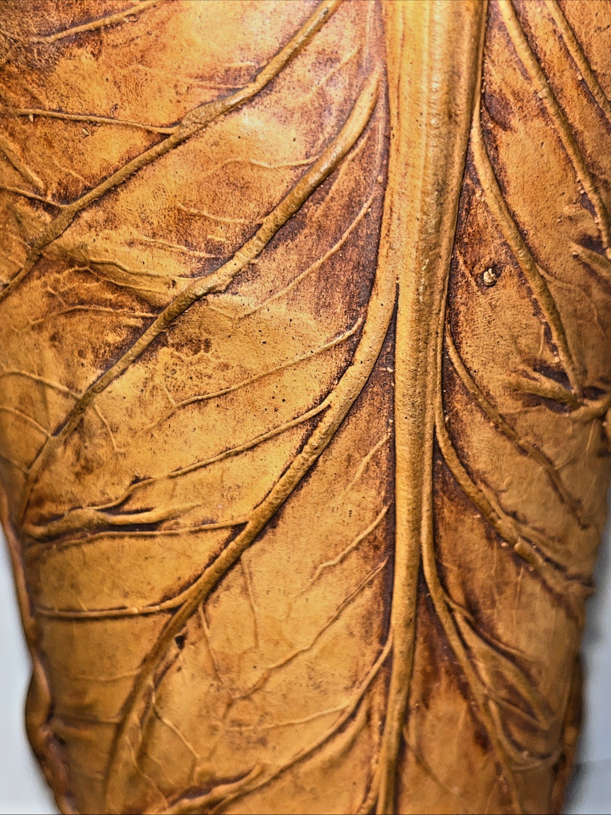 David Heger Terracotta Pottery Cabbage Leaf Imprint Vase New York Studio Handmad