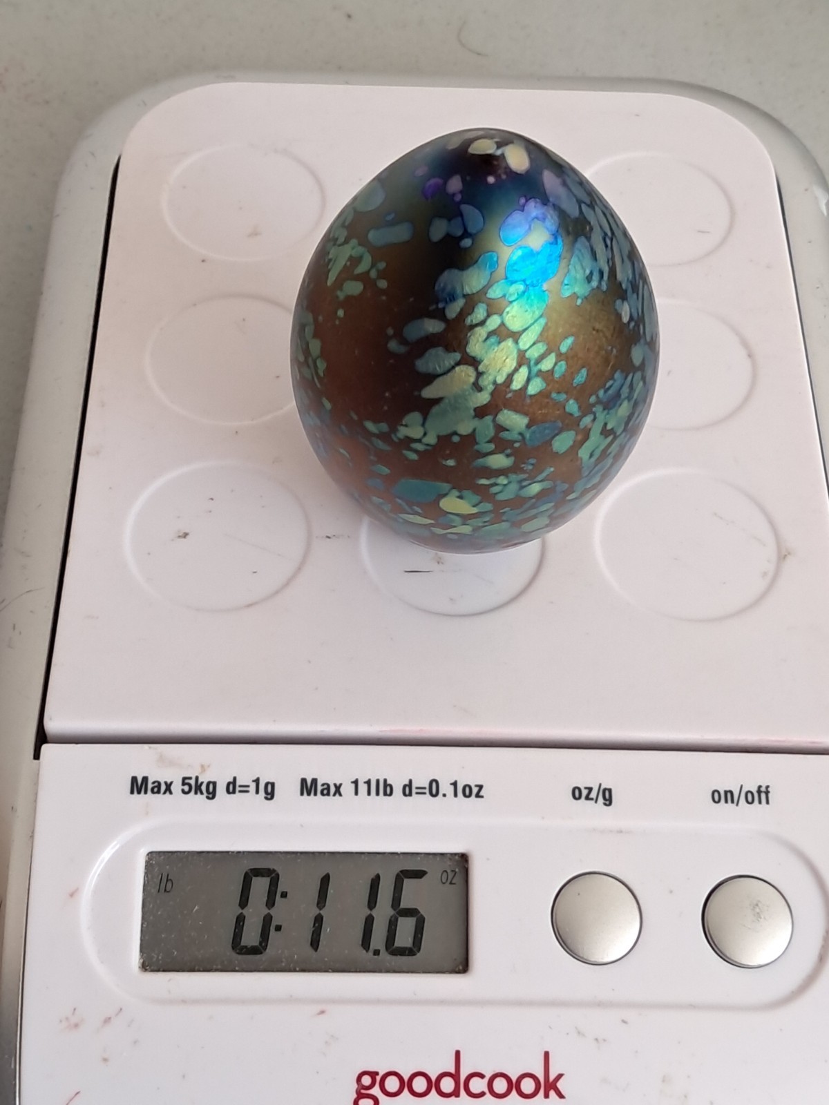 Vintage John Cook Glass Paperweight Signed 1991 Egg Shape Iridescent 3.25 inch H