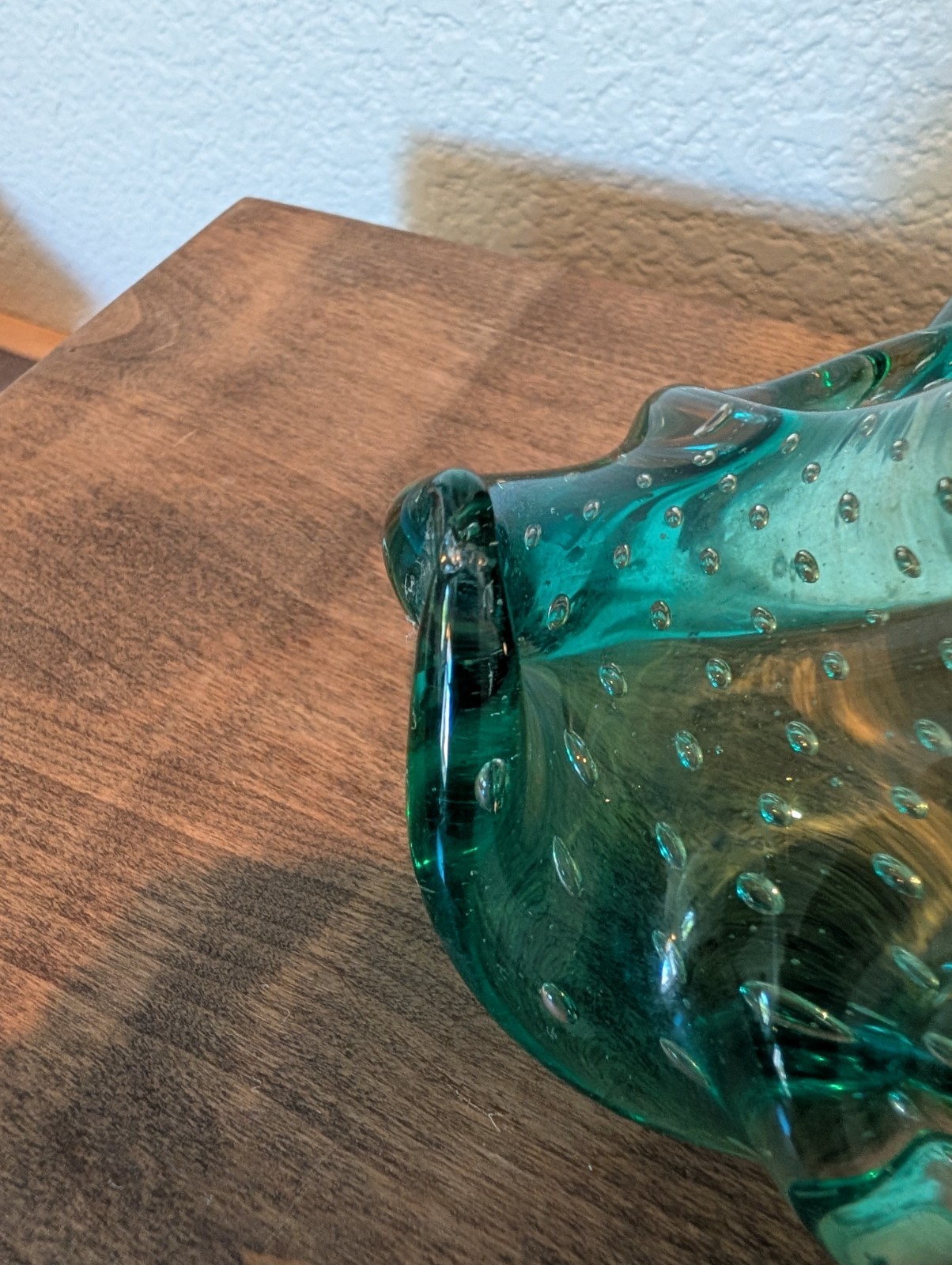 Blue Hand Blown Art Glass Decorative Candle Holder, Ash Tray