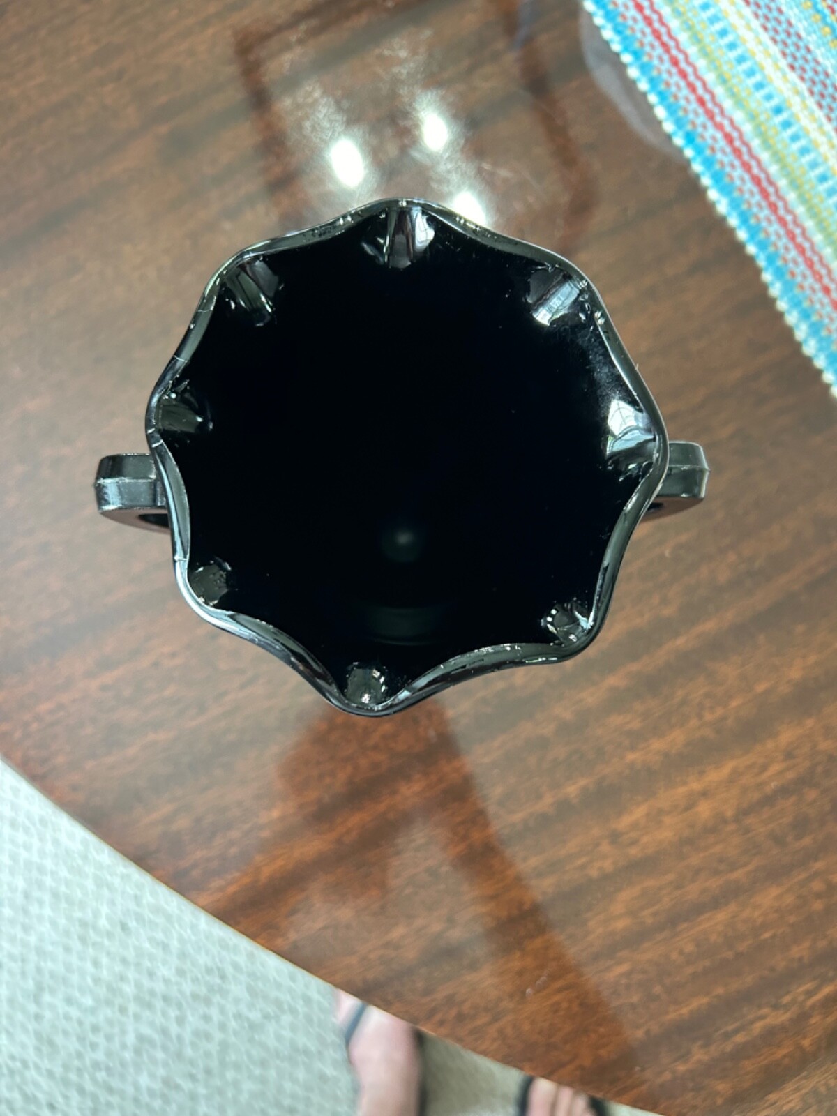 Vintage 1930’s LE Smith Black Amythest Glass Trophy Vase Dancing Nymph App 7 ¼”