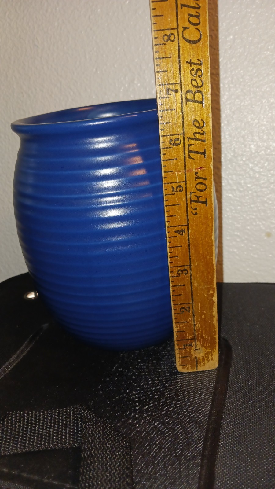 Vintage Pottery Ringware Vase Cobalt Blue Matte Glazed USA Made Arts & Crafts
