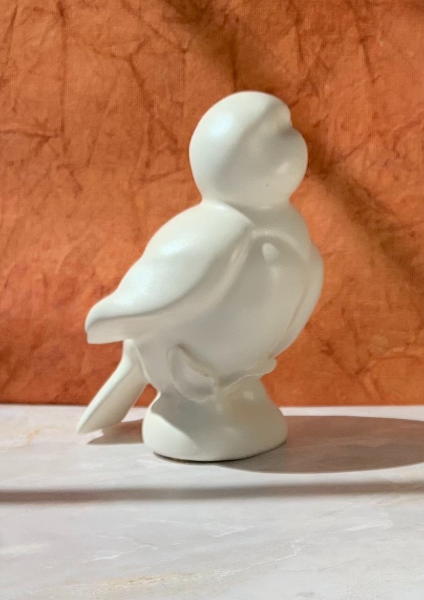 Vintage Kay Finch Pottery – White Baby Love Bird Animal Figurine, signed