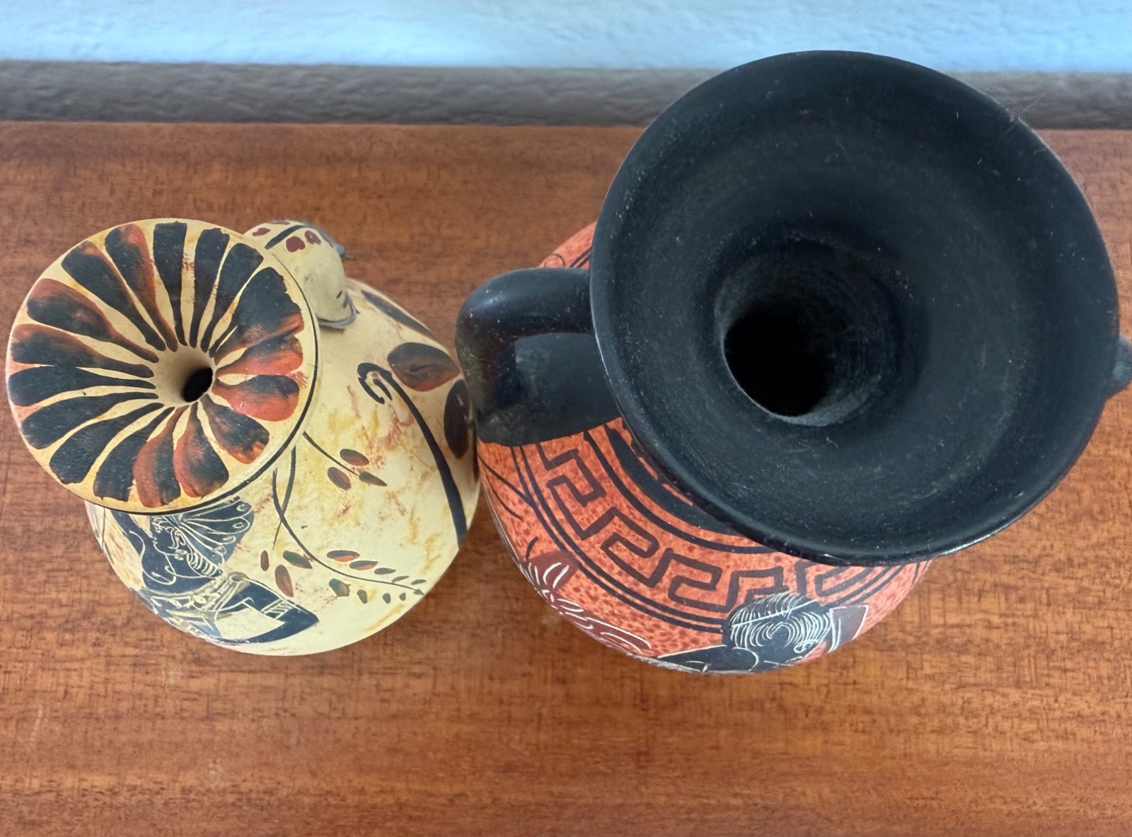 TWO Handmade in Greece Vases Signed Replica Copy Classical Period Urns W/Tags