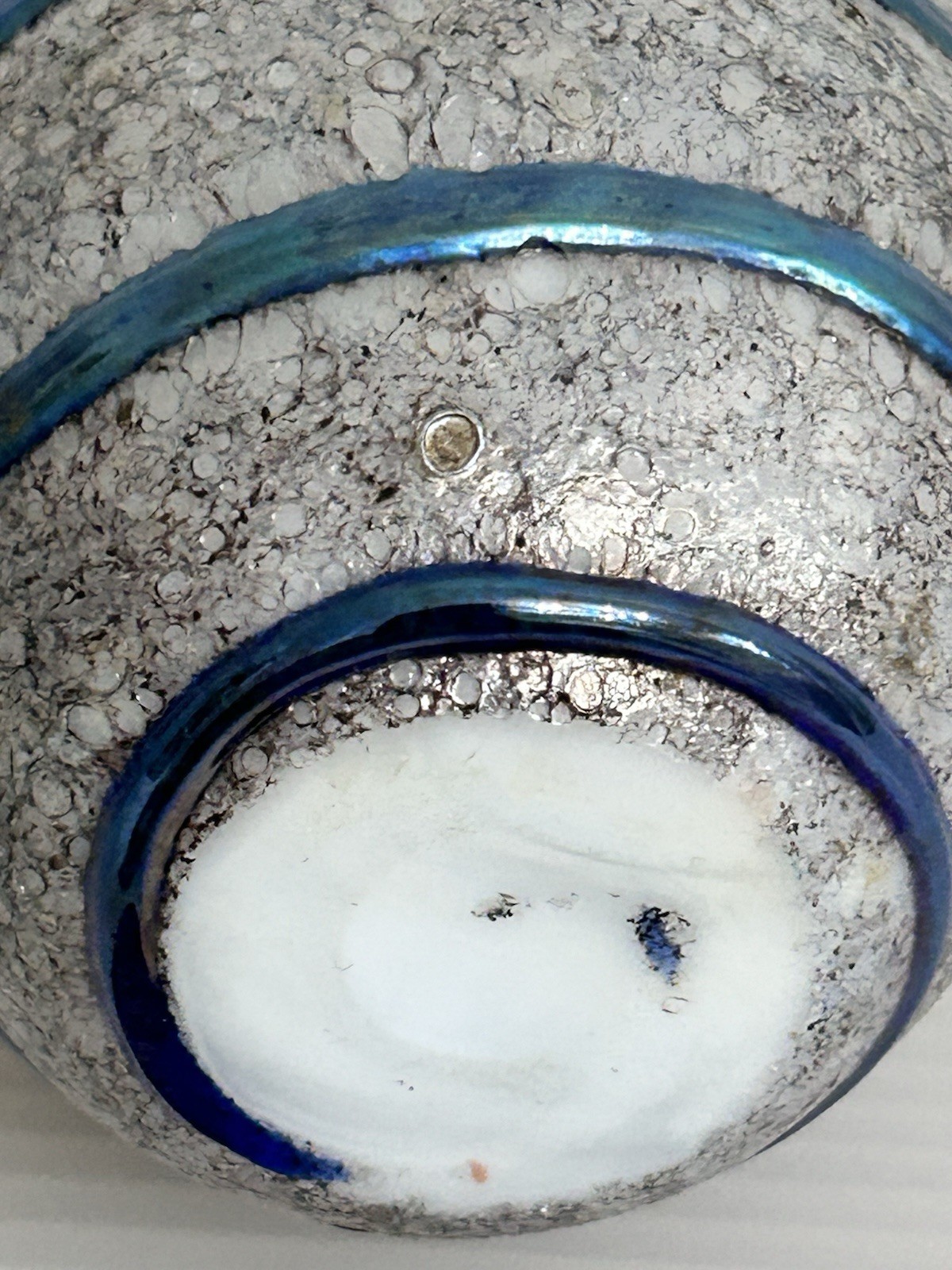 Rare 1977 Charles Lotton Blue Iridescent Molten Lava Cypriot Art Glass Vase Sign