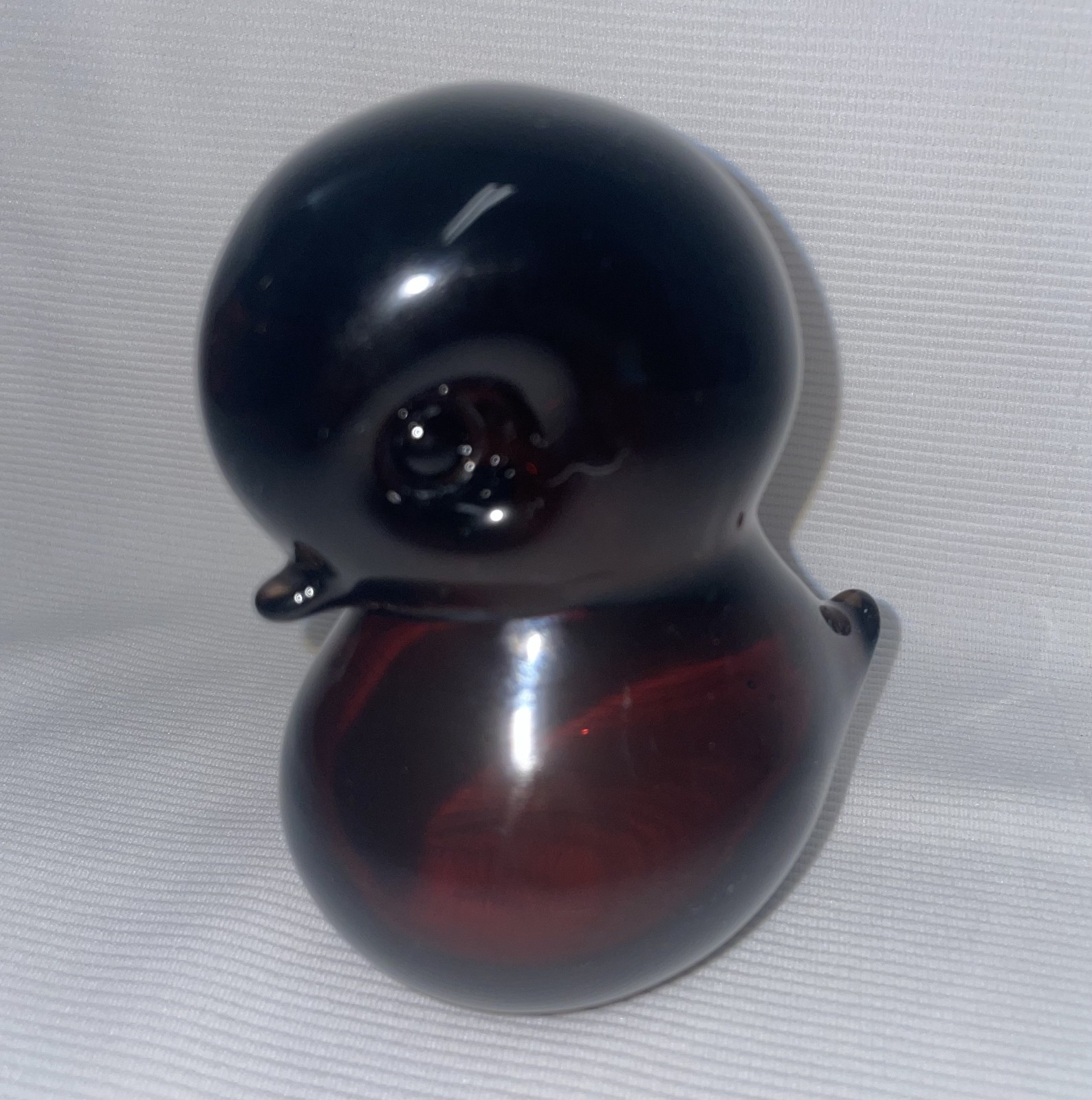 Amber Glass Bird Heavy Paper Weight 4 1/2 In