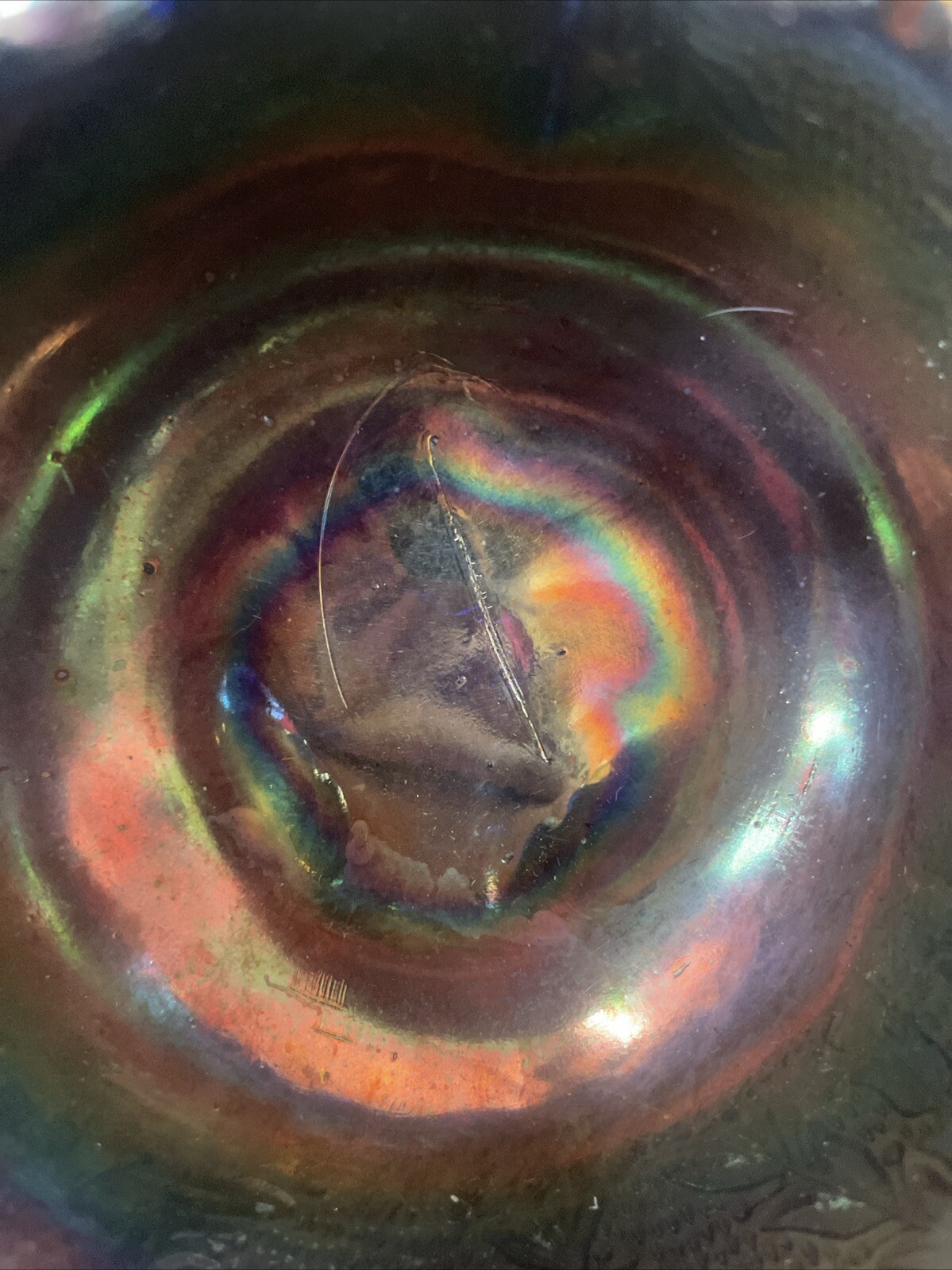 Vintage Fenton Colbalt Blue Iridescent Garland Rose Bowl Vase