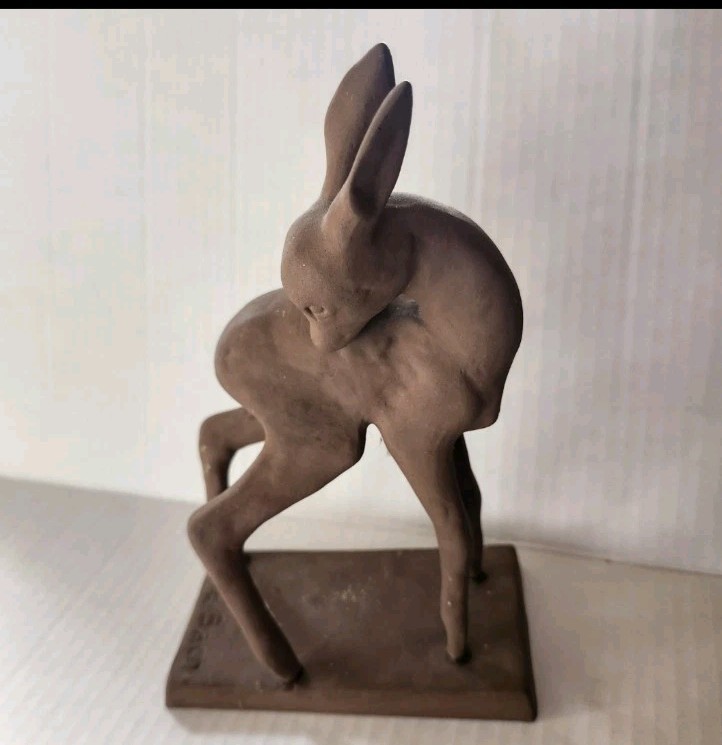 Karlsrhue Else Bach Fawn Sculpture Art Deco Germany 7 5/8″