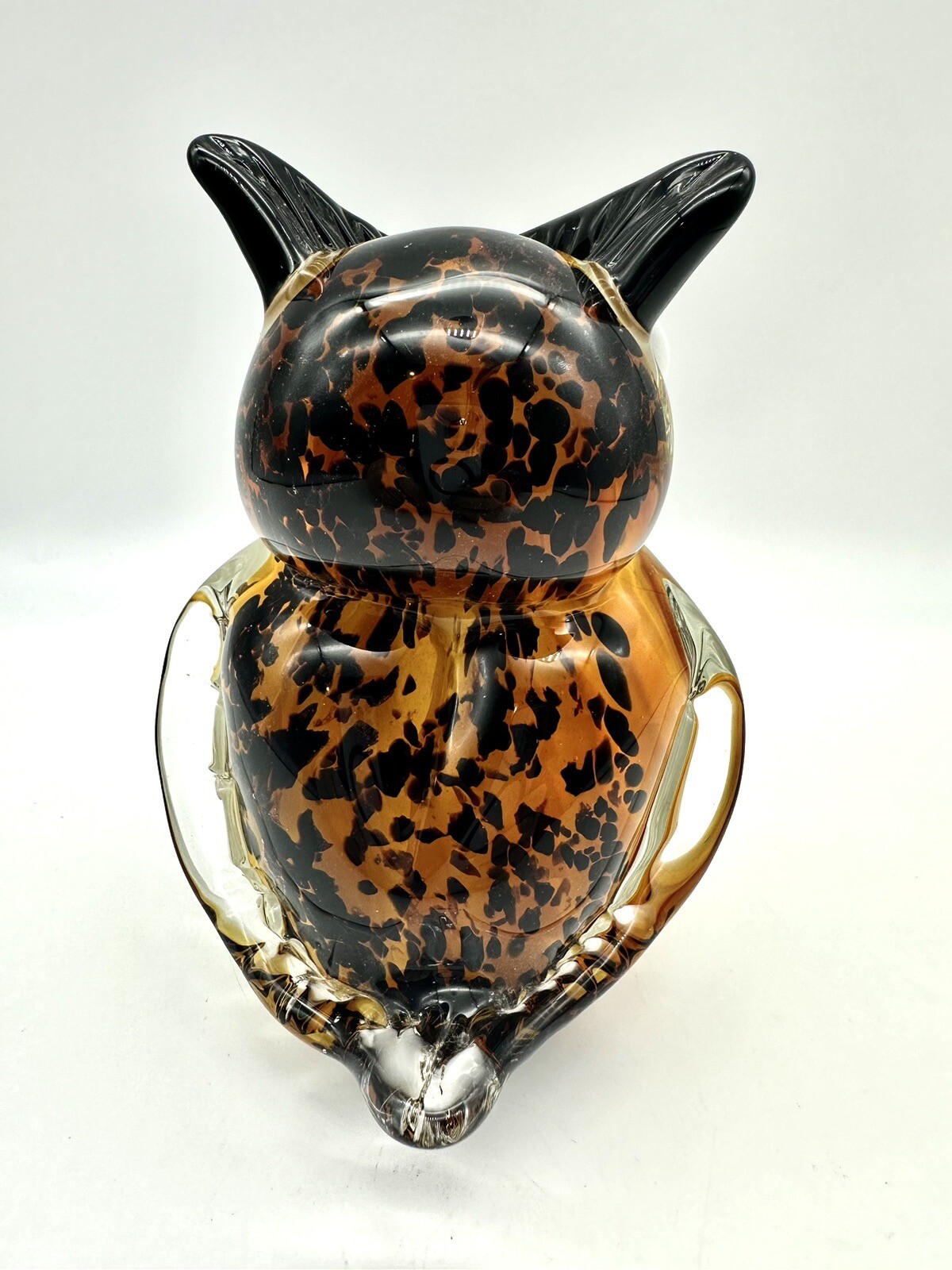 Stunning Layered Art Glass Owl Figurine Paper Weight 5.5” Tall x 4” Wide-2.7 lbs