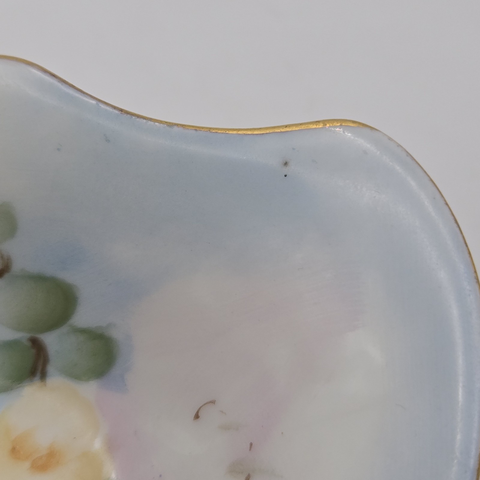 Vintage RS Germany Painted Yellow Floral Basket Style Candy Dish | Gold Accents