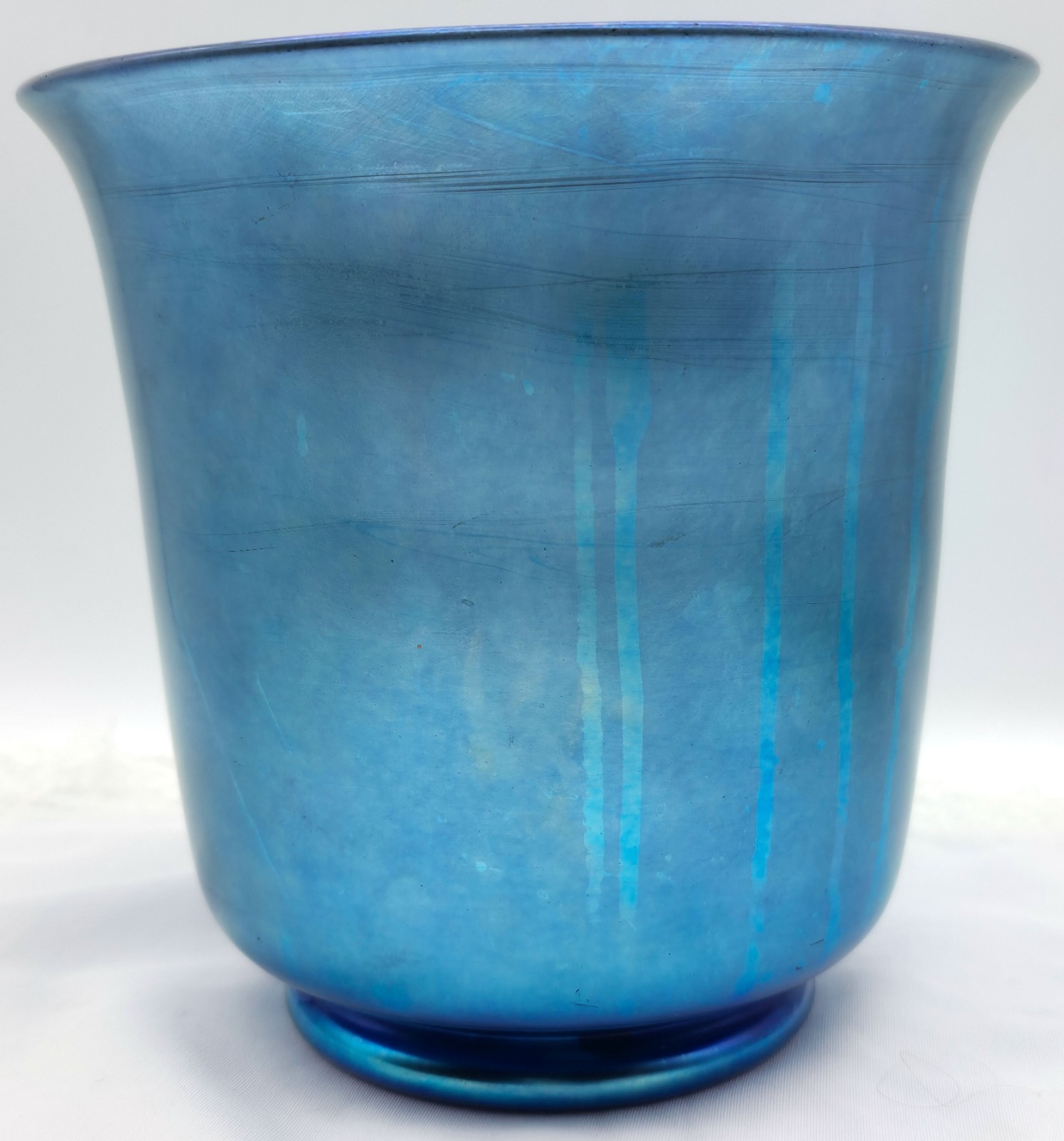 Carder Steuben Glass Blue Aurene Iridescent Vase 6030 Signed ~ Video