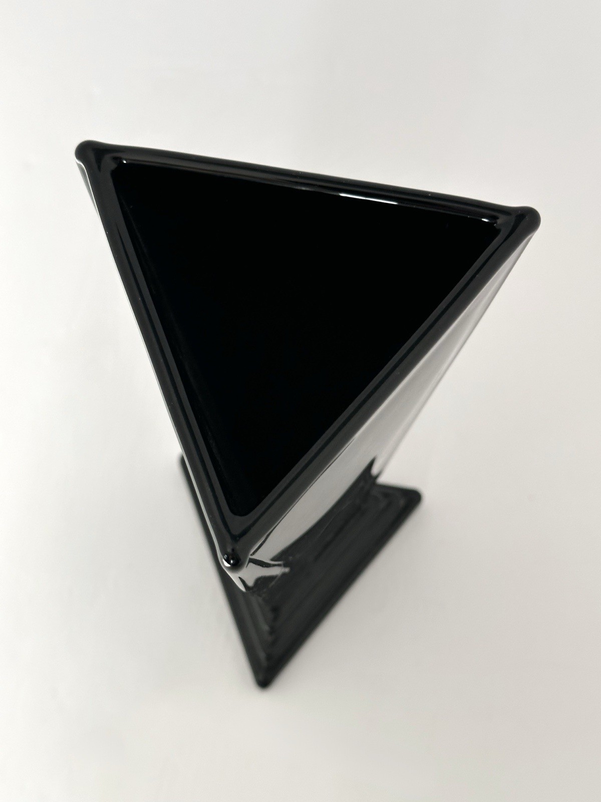 Vintage Art Deco Triangular Modernistic Martinsville Glass Vase Ebony Black