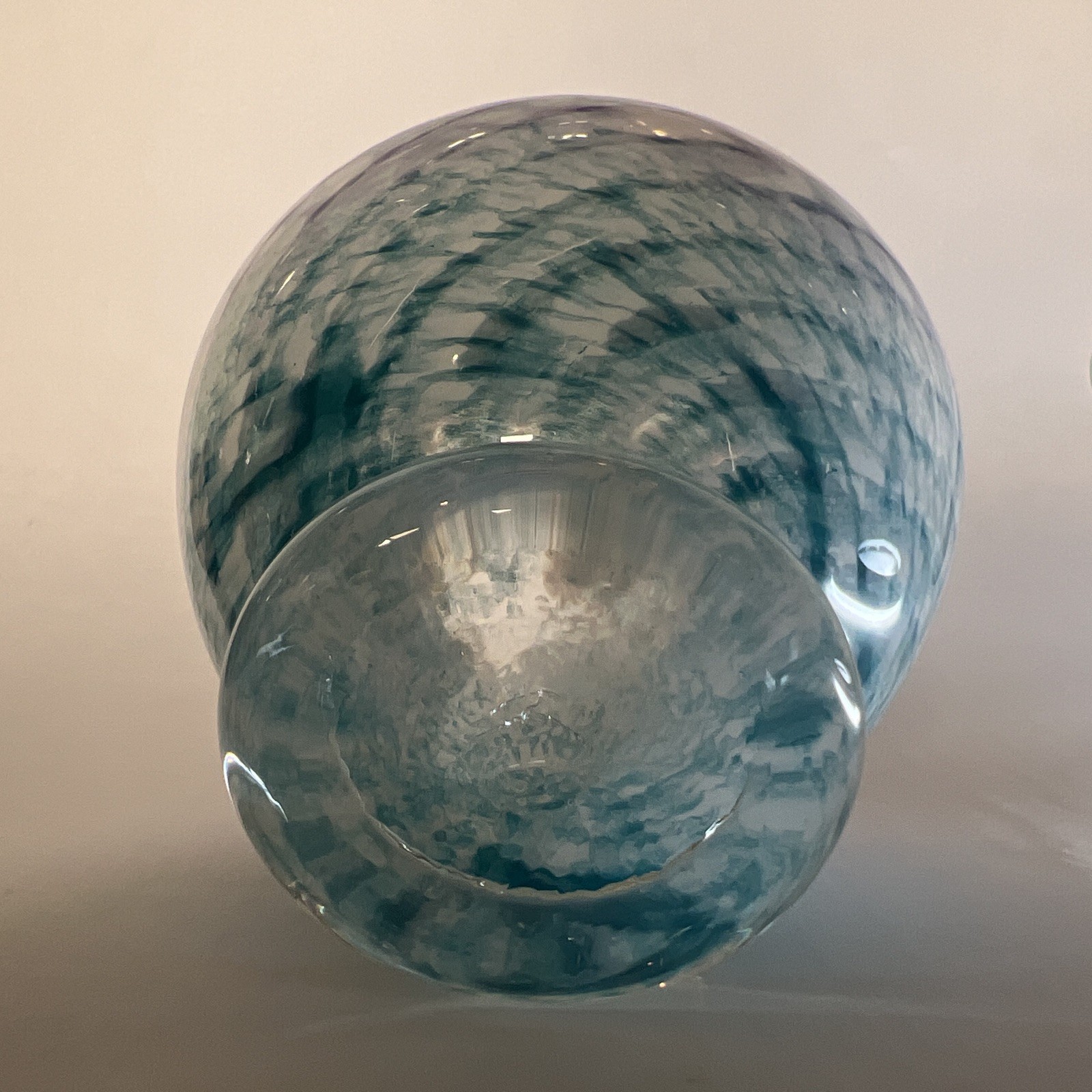 VTG Hand Blown Art Glass Bowl Blue White Purple Swirl Confetti Studio Glass 3”
