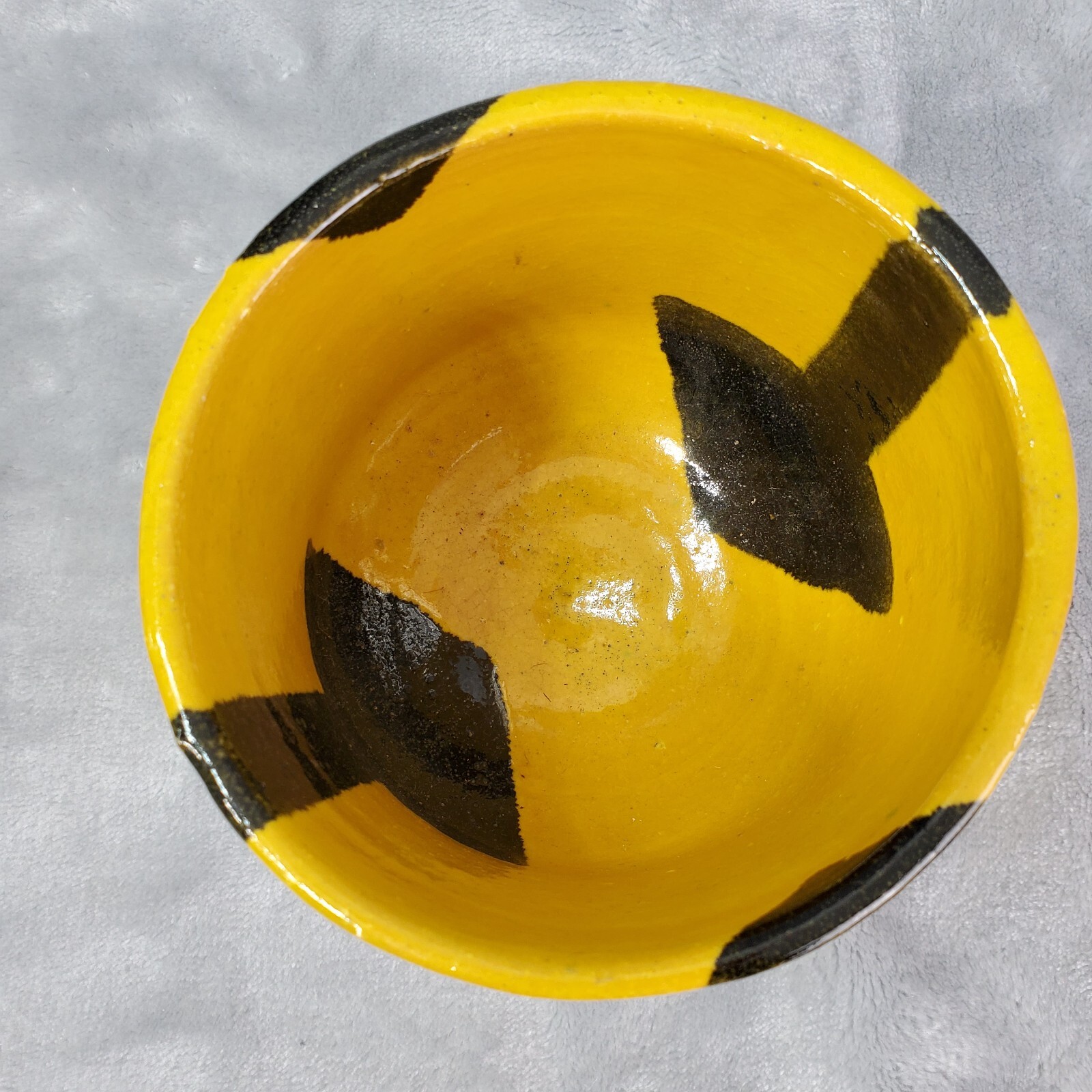 Studio Pottery Pot 3.5″ Yellow Black Arrow Utensil Brush Organizer Modern