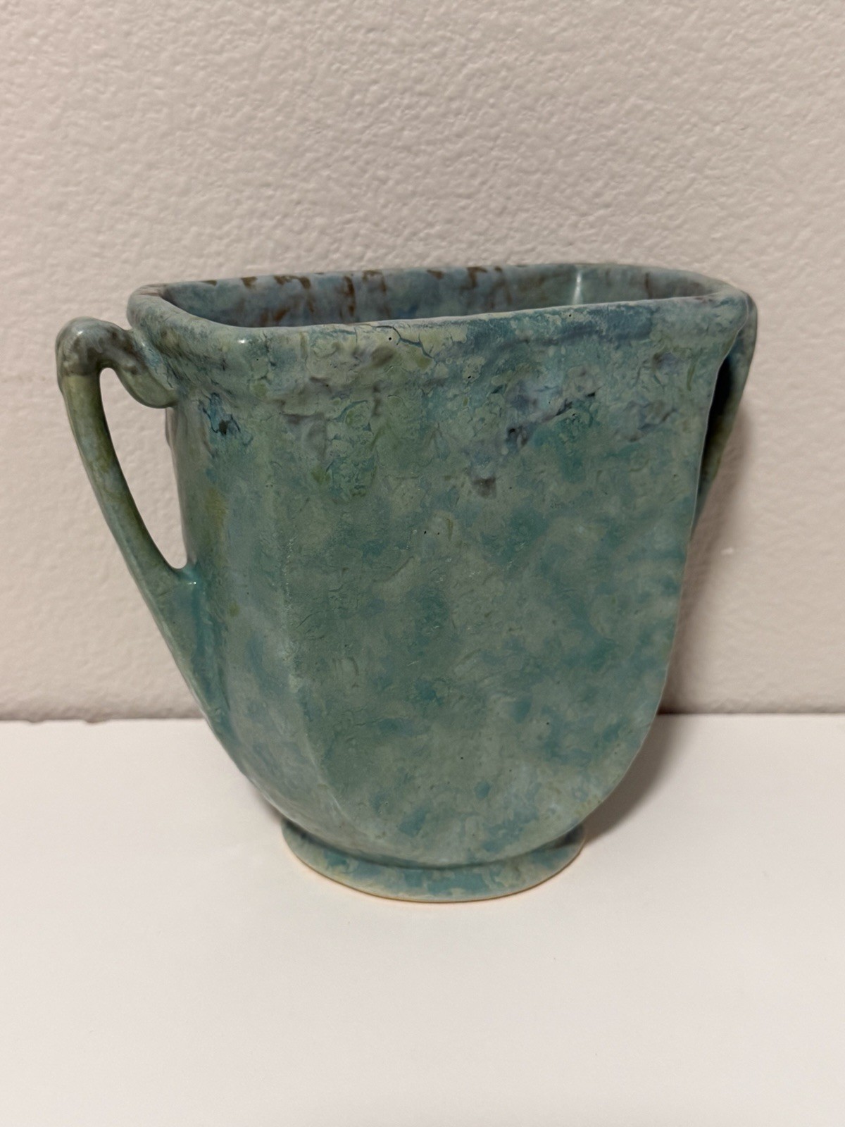 Roseville Art Pottery Carnelian II Glaze Green /Blue Pillow Vase # 53-5” In 1915