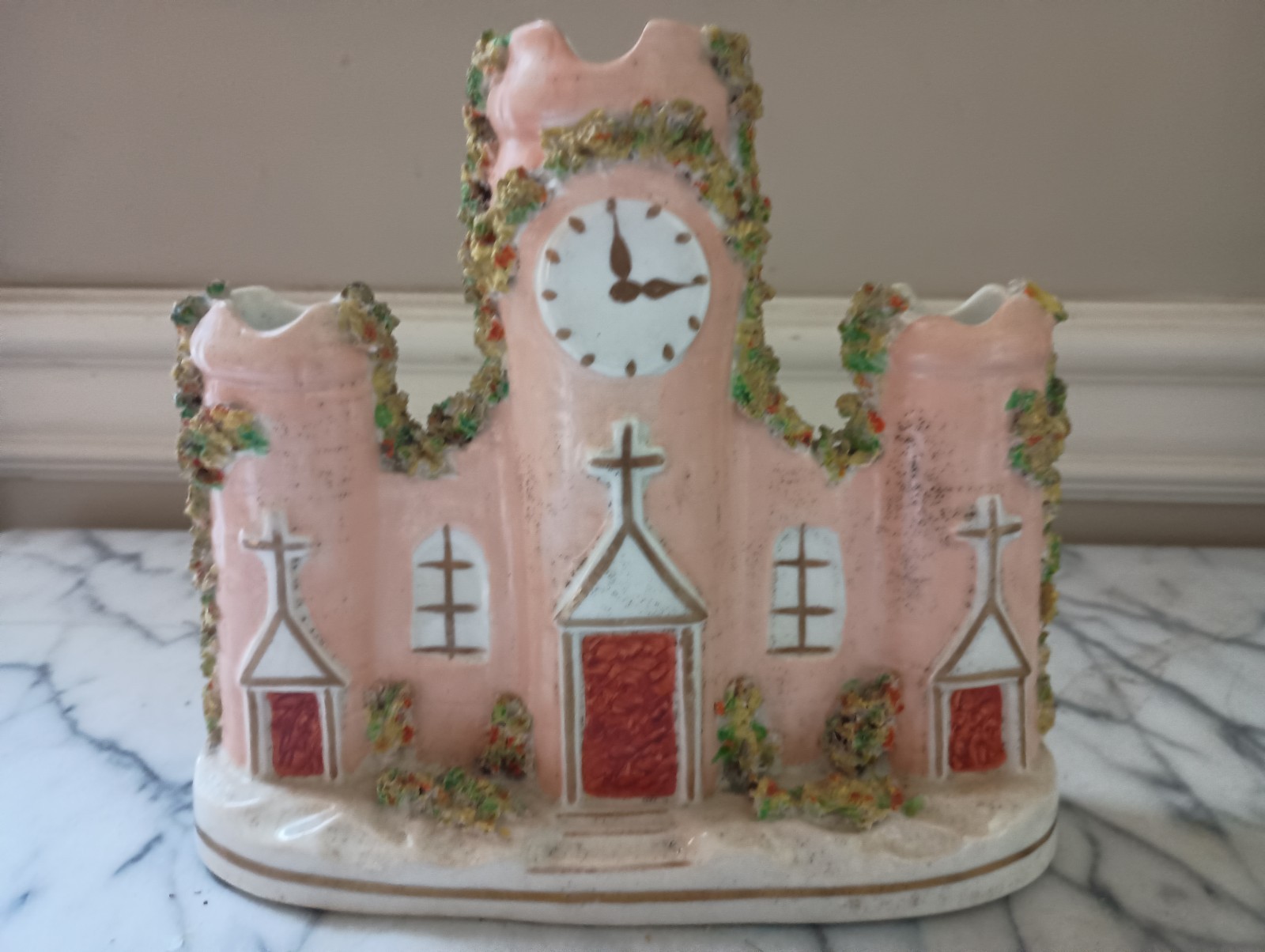 GENUINE 19th Century Staffordshire Clock Tower Spill Vase- circa 1870