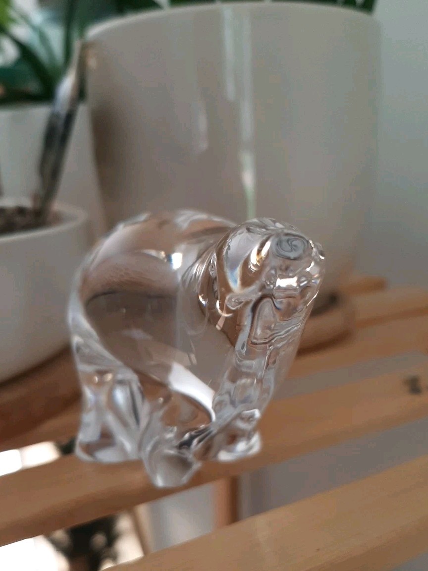 Maleras Sweden Polar Bear Folke Walwing Signed Clear Glass Figurine Scandinavian