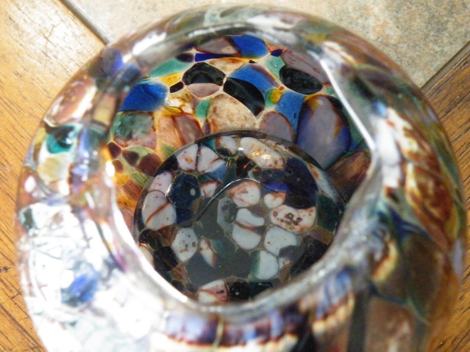 Art Glass CANDLE HOLDER Votive or Tea Light MULTICOLOR 3″ Tall FREE SHIP