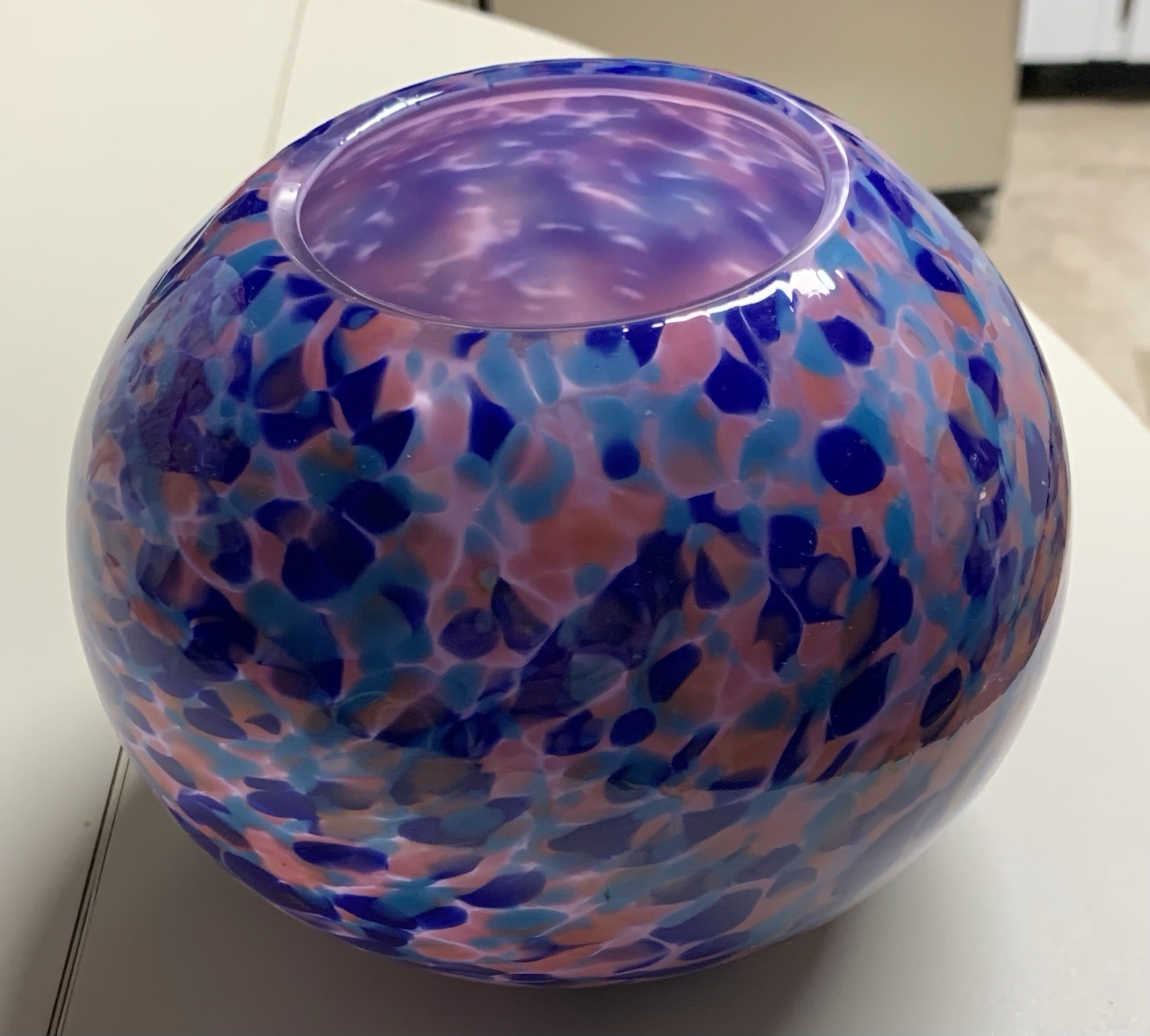 Hand Blown Glass Globe Vase Cased Glass Signed nambe 2005