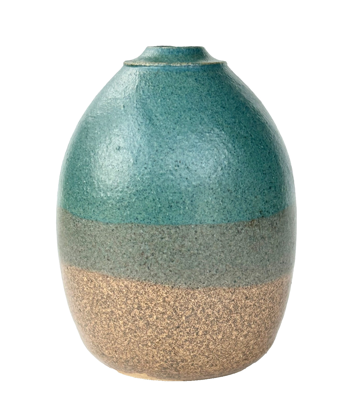 HARMONY INDIANA STUDIO ART POTTERY MINI VASE SIGNED SHARLYN 4″ x 3″ GREEN/BROWN
