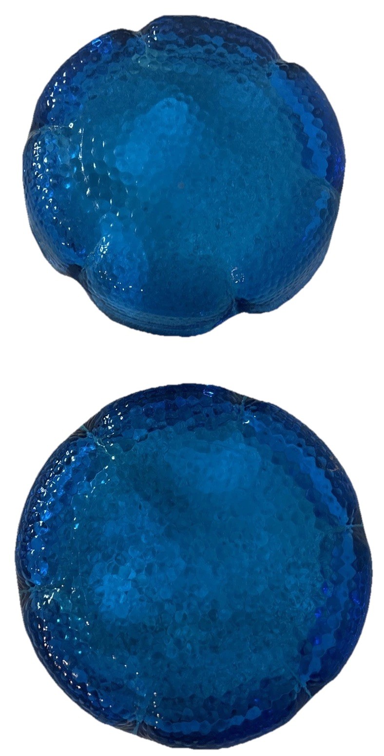Anchor Hocking Blue Glass Ashtrays Pair 2 Textured Floral 70s Vintage 6″ USA