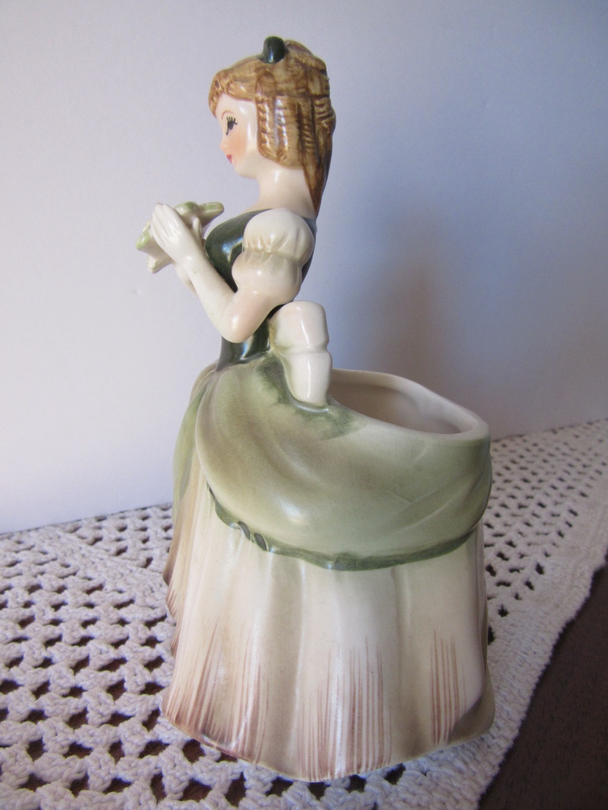 Vintage Topline Imports Figure Lady Planter Vase #50/146 6 Inches Green