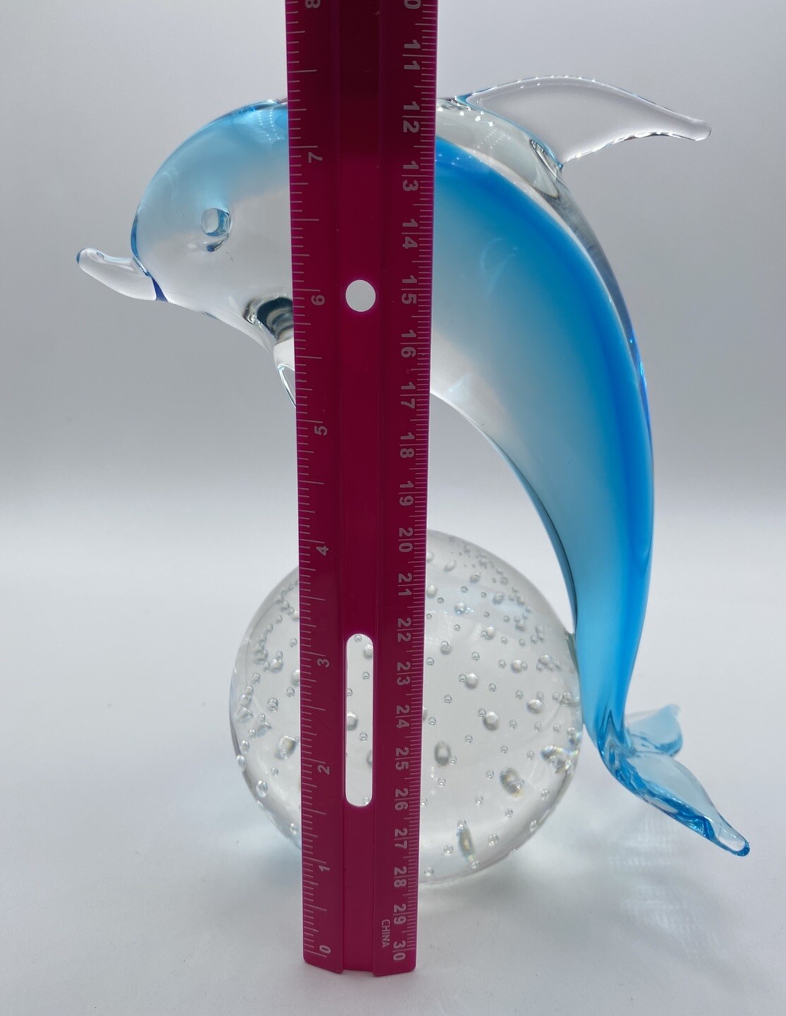 V. Nason & C. Murano Italy Art Glass Blue & Clear Dolphin Figurine Bullicante
