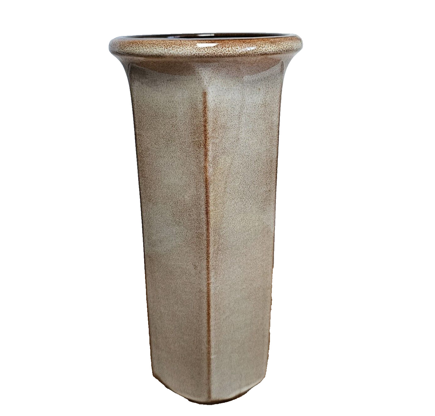 Scheurich West German Beige Neutral Hexagonal Vase 297-26 26cm Tall Keramik MCM